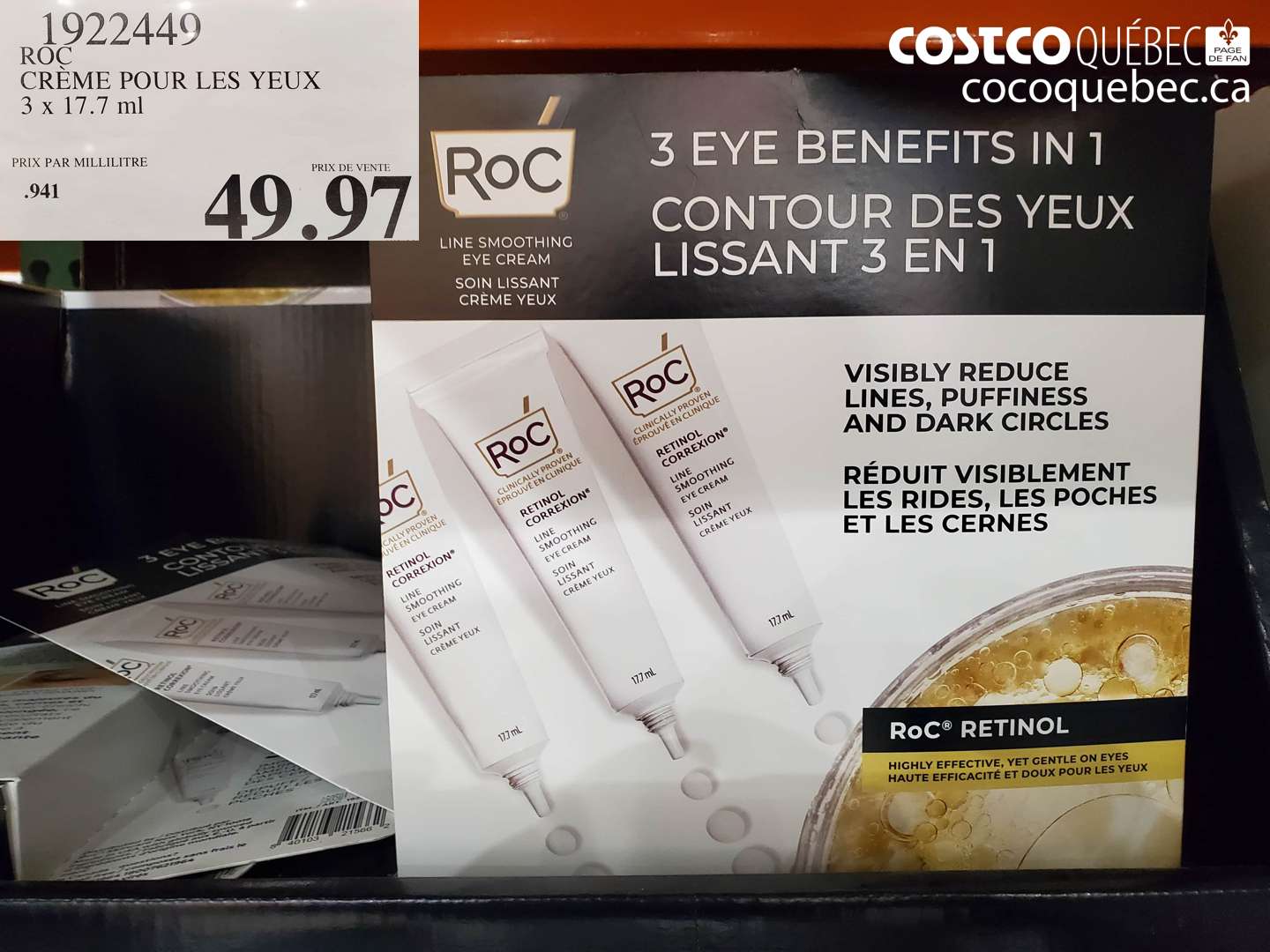 1922449 ROC CRÈME POUR LES YEUX 3 x 17.7 ml $49.97