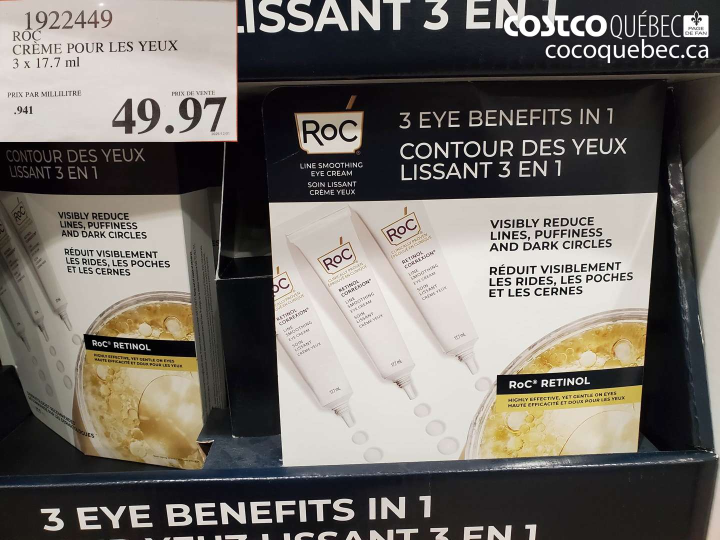 1922449 ROC CRÈME POUR LES YEUX 3 x 17.7 ml $49.97