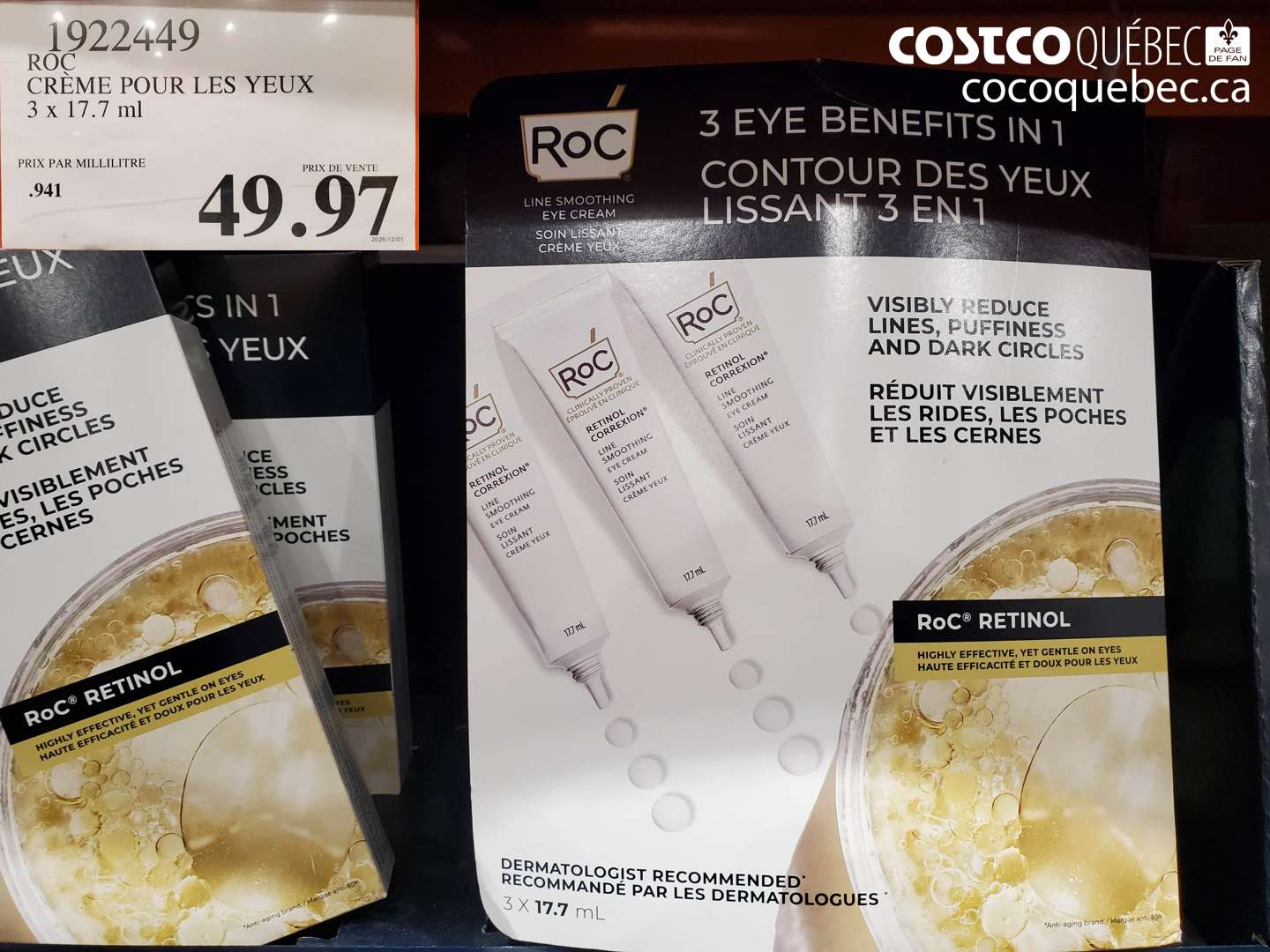 1922449 ROC CREME POUR LES YEUX 3x 17.7 ml  $49.97