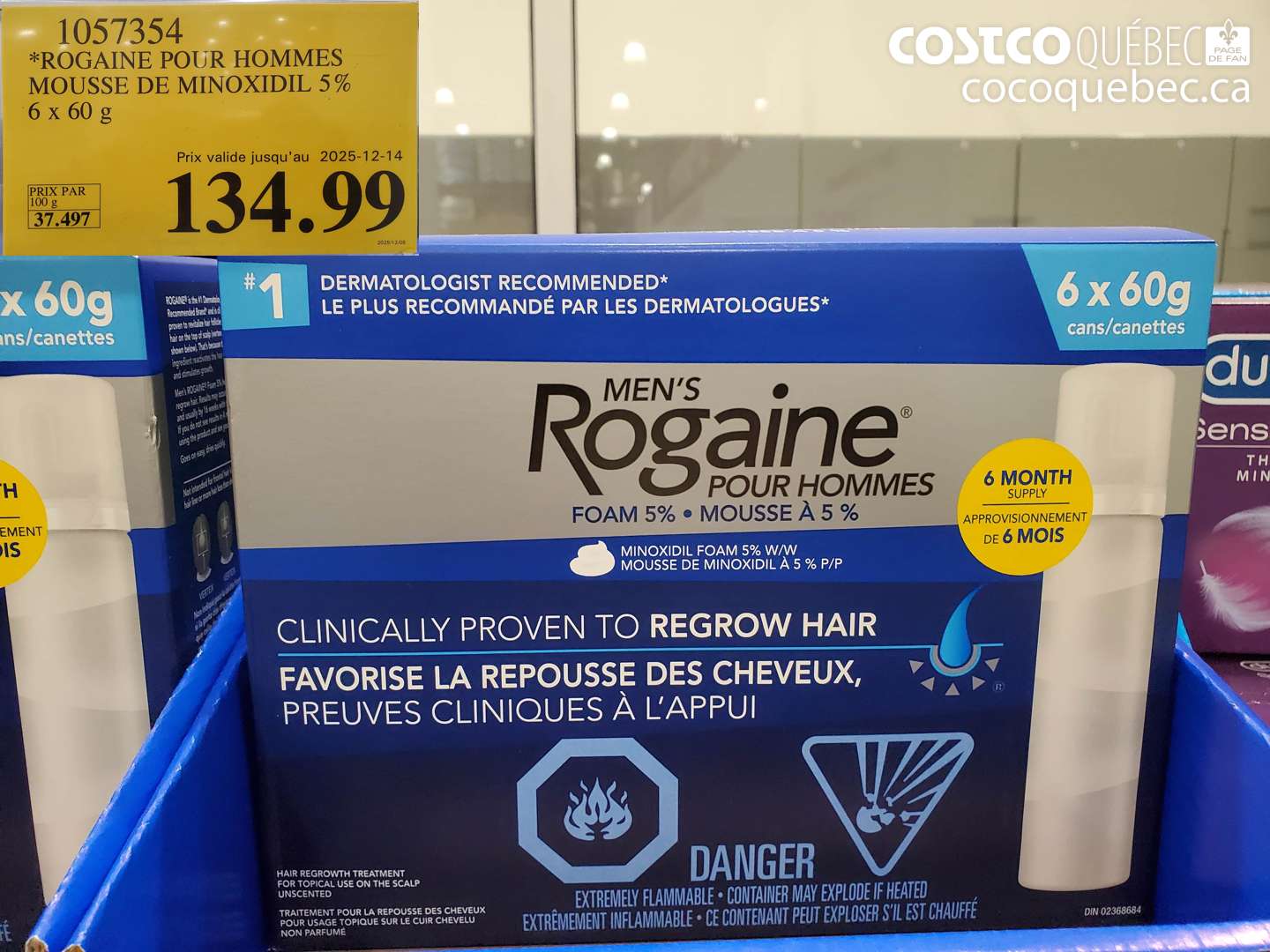 1057354 ROGAINE POUR HOMMES MOUSSE DE MINOXIDIL 5% 6 x 60 g (EXPIRES ON 2025-12-14) $134.99