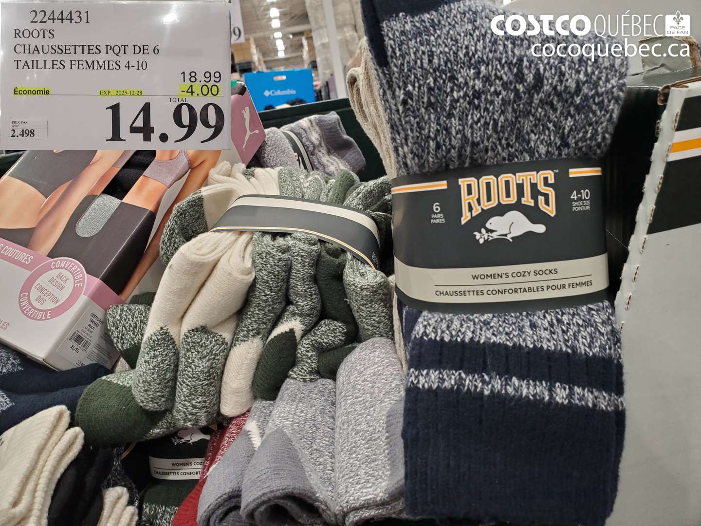 2244431 ROOTS CHAUSSETTES POT DE 6 TAILLES FEMMES 4-10 ($4.00 INSTANT SAVINGS EXPIRES ON 2025-12-28) $14.99