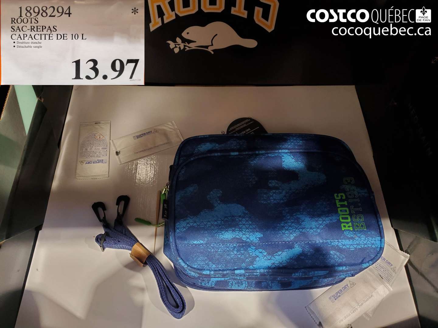 1898294 ROOTS SAC-REPAS CAPACITE DE 10 L 15.6  $13.97