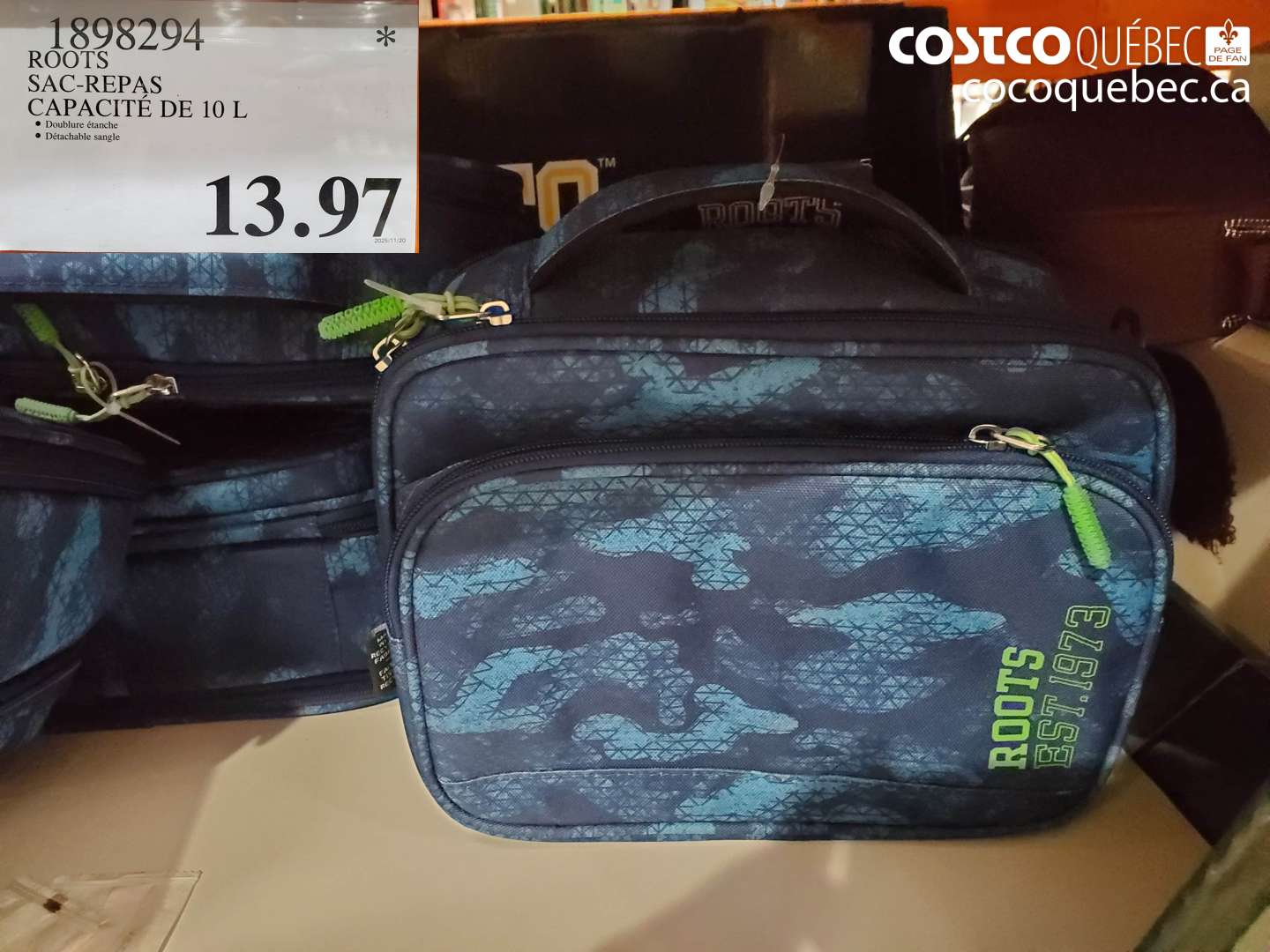 1898294 ROOTS SAC-REPAS CAPACITÉ DE 10 L $13.97