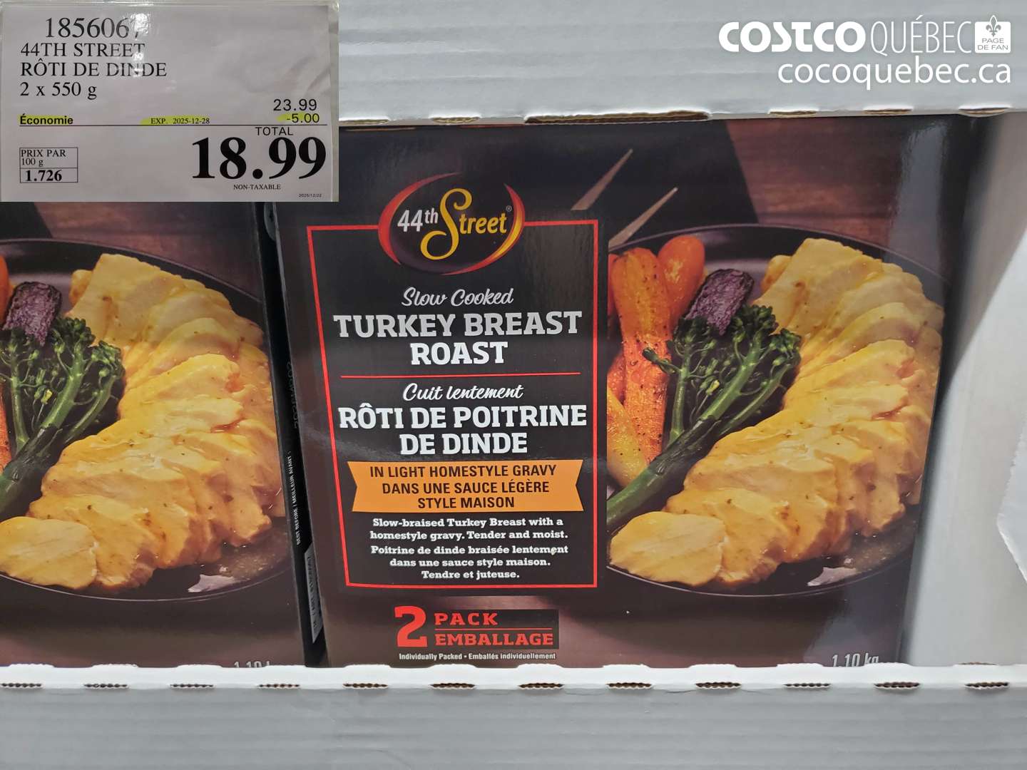 1856067 RÔTI DE DINDE, 2 x 550 g ($5.00 INSTANT SAVINGS EXPIRES ON 2025-12-28) $18.99