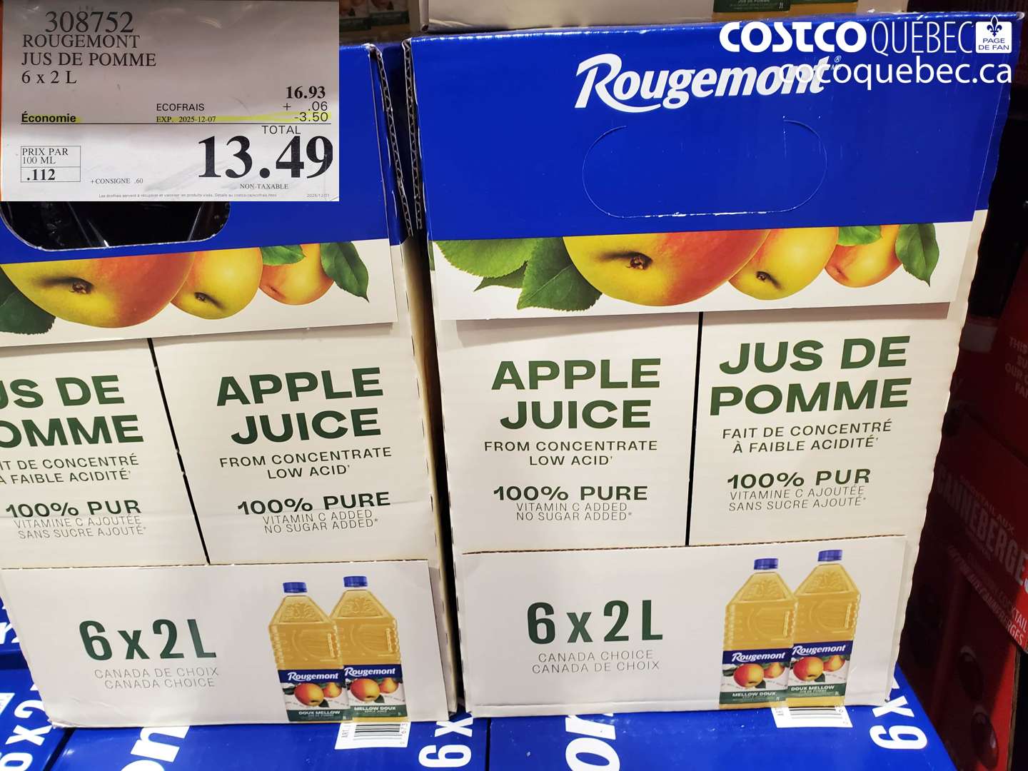 308752 ROUGEMONT JUS DE POMME ($3.50 INSTANT SAVINGS EXPIRES ON 2025-12-07) $13.49