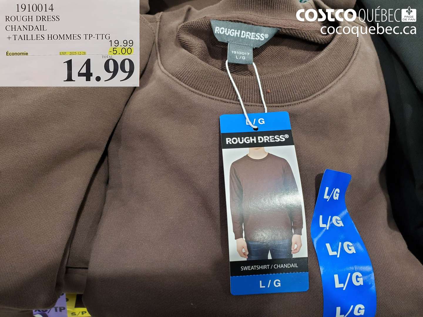 1910014 ROUGH DRESS CHANDAIL +TAILLES HOMMES TP-TG ($5.00 INSTANT SAVINGS EXPIRES ON 2025-12-28) $14.99