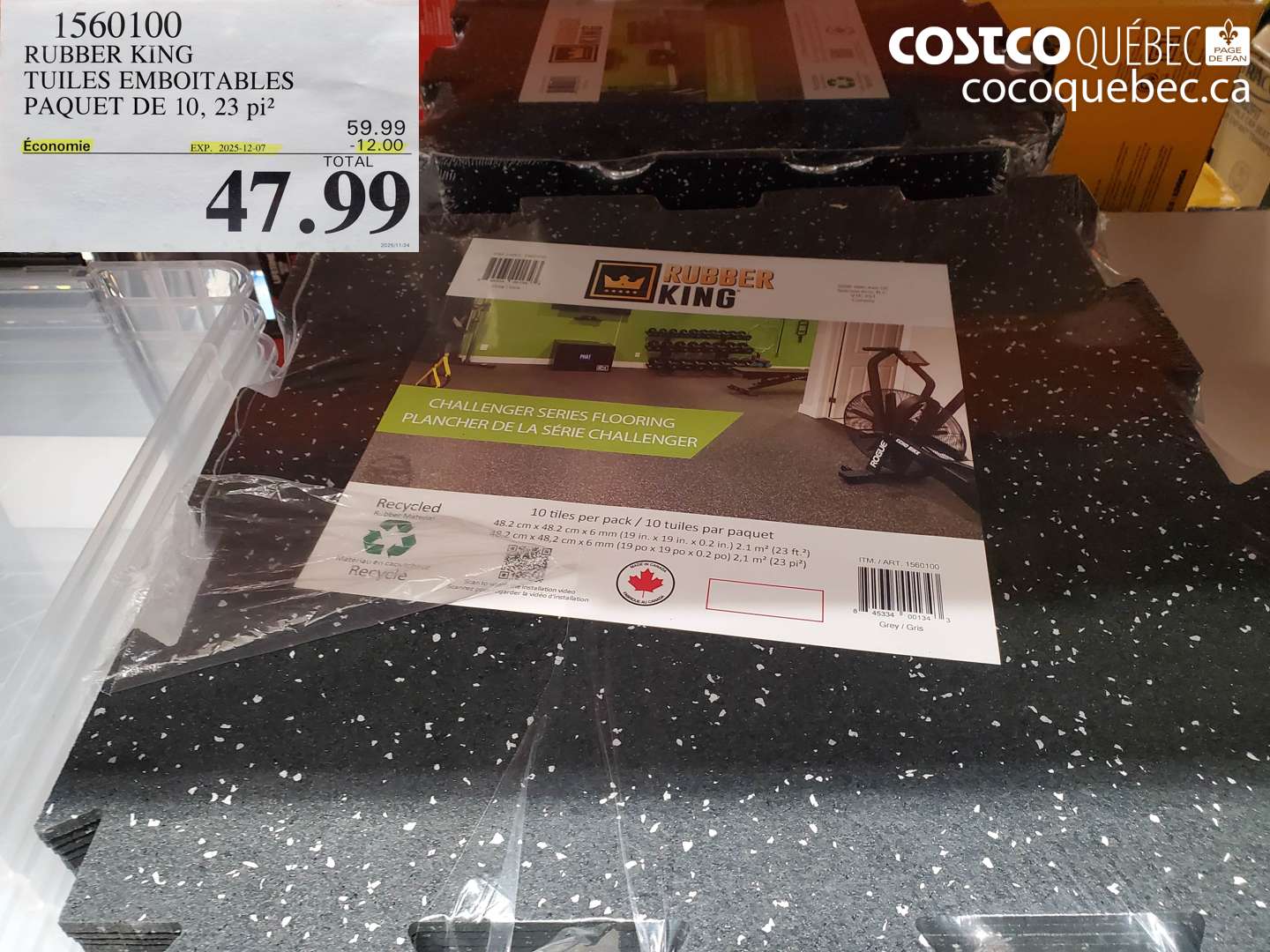 1560100 RUBBER KING -TUILES EMBOITABLES PAQUET DE 10, 23 pi ($12.00 INSTANT SAVINGS EXPIRES ON 2025-12-07) $47.99
