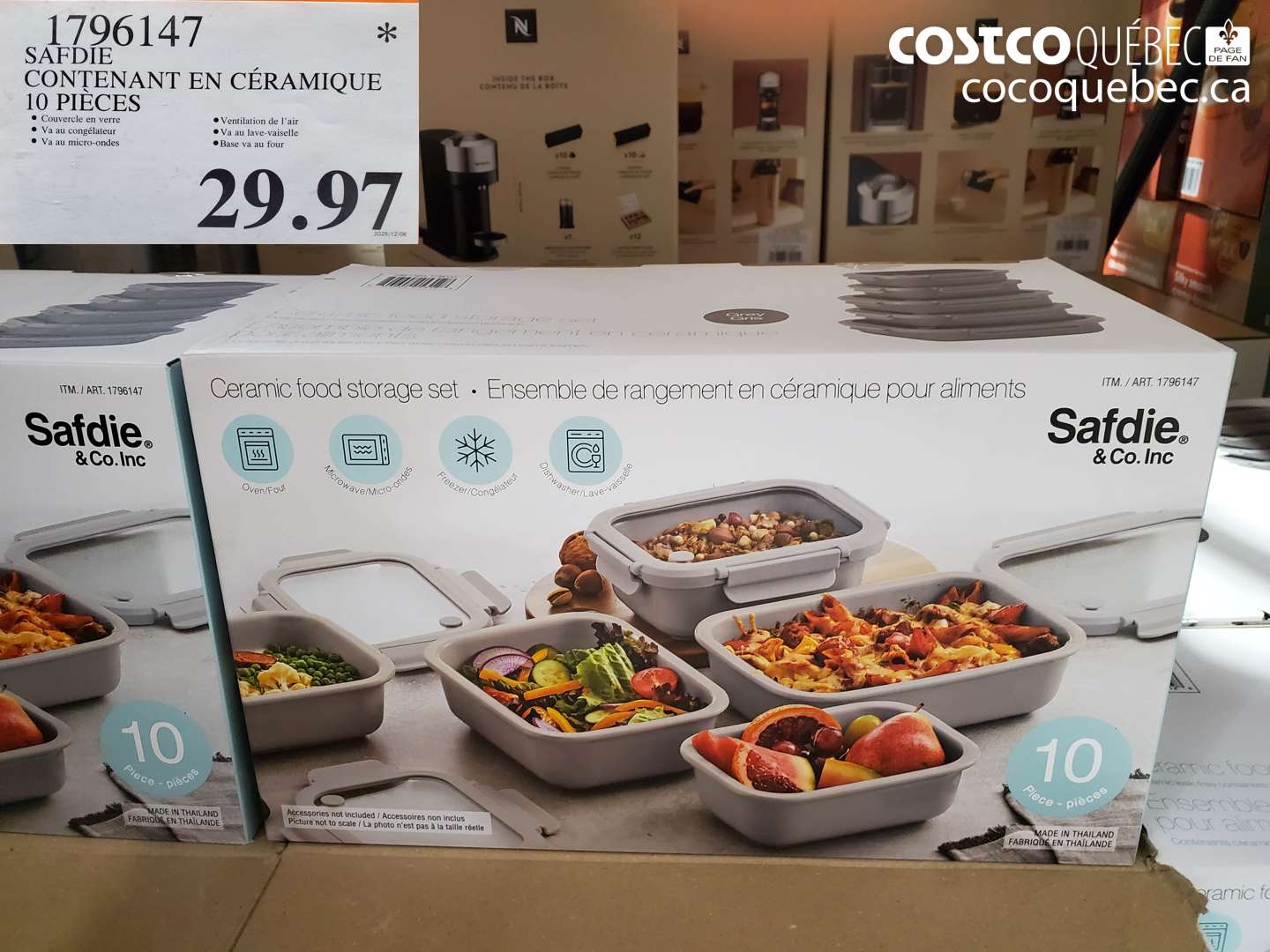 1796147 SAFDIE CONTENANT EN CÉRAMIQUE 10 PIECES $29.97