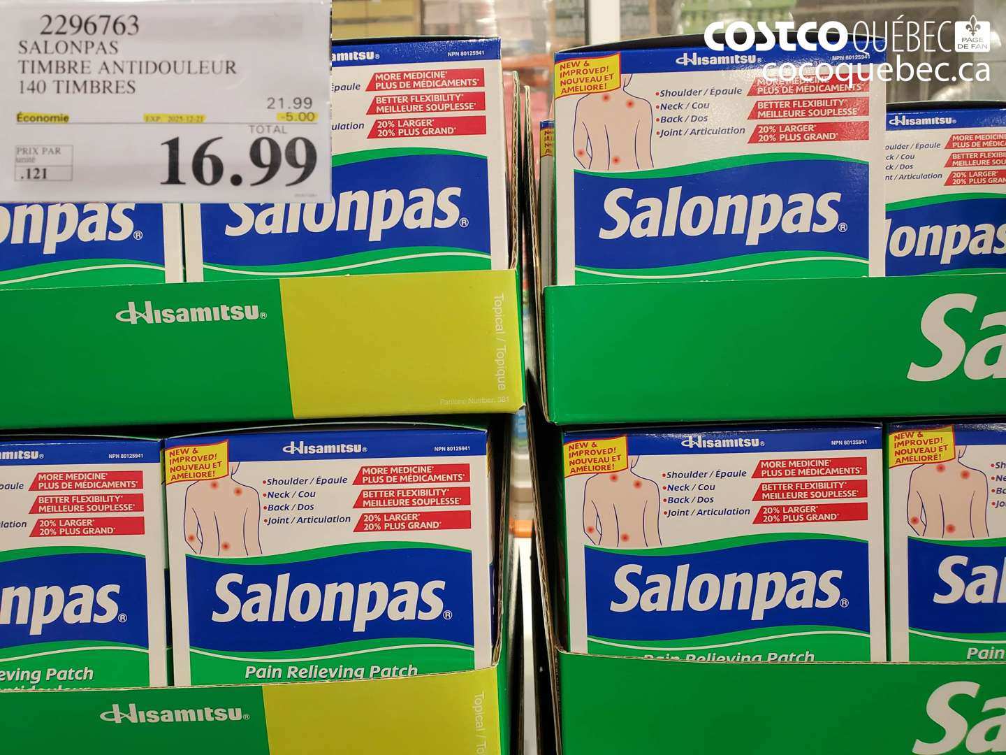 2296763 SALONPAS TIMBRE ANTIDOULEUR 140 TIMBRES ($5.00 INSTANT SAVINGS EXPIRES ON 2023-11-21) $16.99