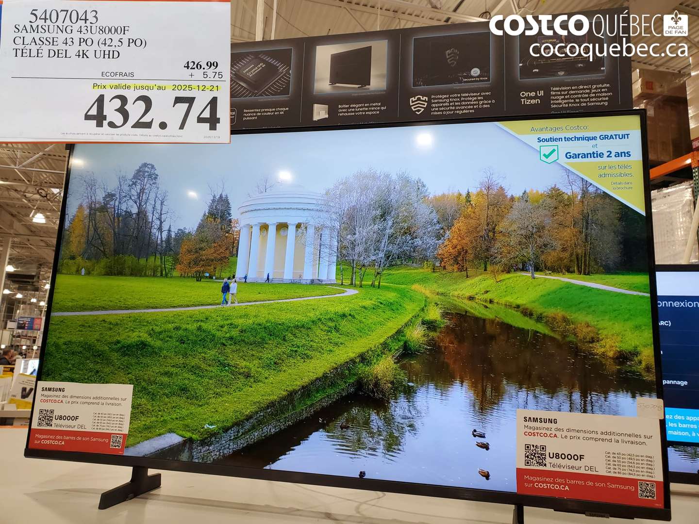 5407043 SAMSUNG 43U8000F CLASSE 43 PO (42,5 PO) TÉLÉ DEL 4K UHD (EXPIRES ON 2025-12-21) $432.74