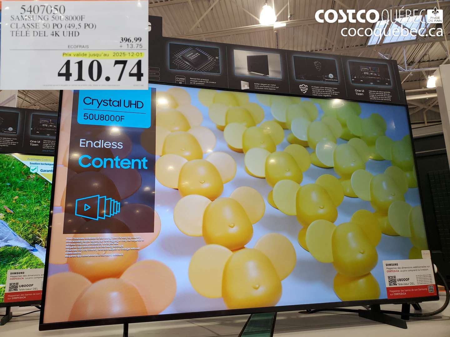 5407050 SAMSUNG 50U8000F CLASSE 50 PO (49.5 PO) TELE DEL 4K UHD (EXPIRES ON 2025-12-01) $410.74