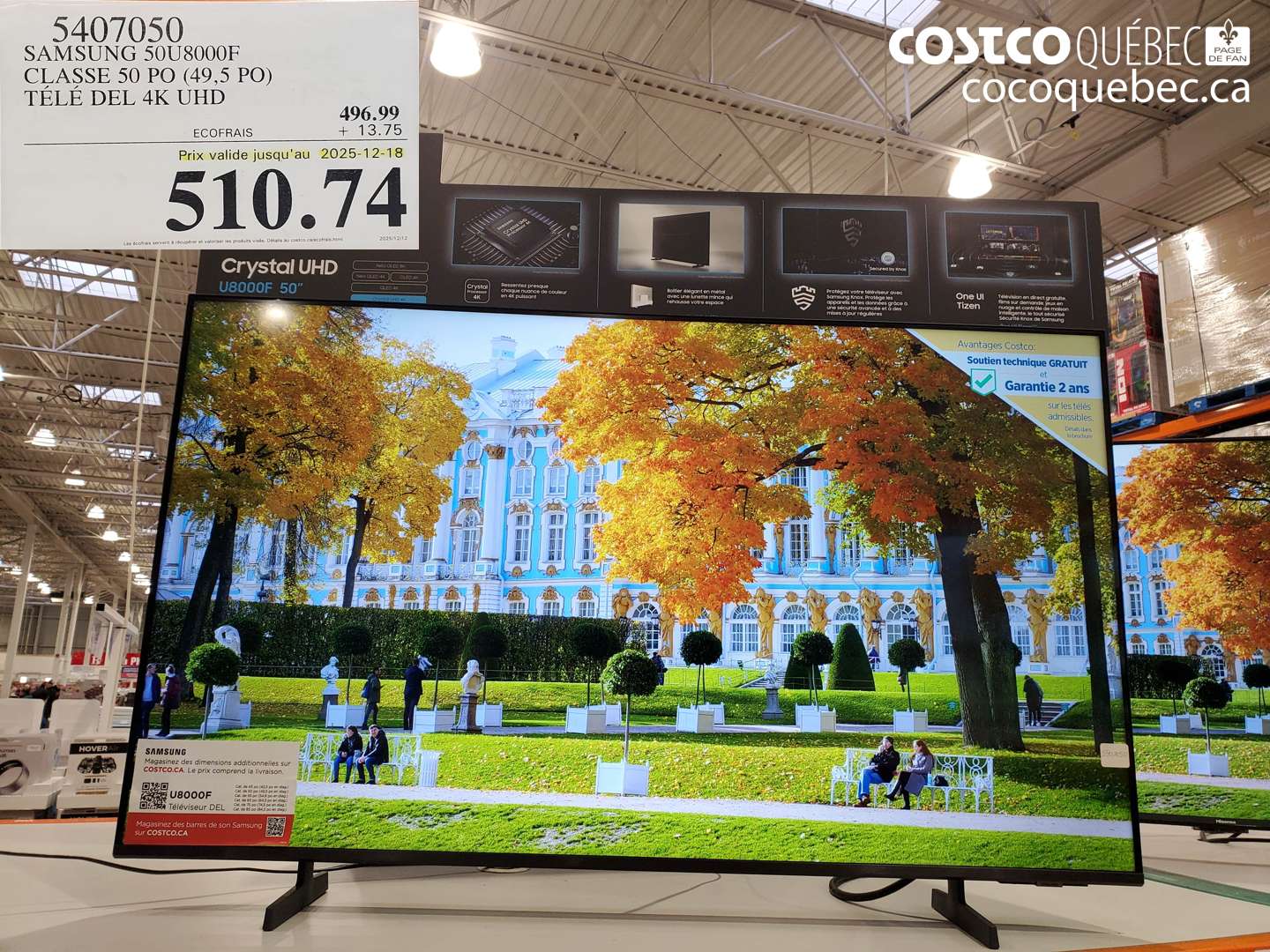 5407050 SAMSUNG 50U8000F CLASSE 50 PO (49,5 PO) TÉLÉ DEL 4K UHD (EXPIRES ON 2025-12-18) $510.74