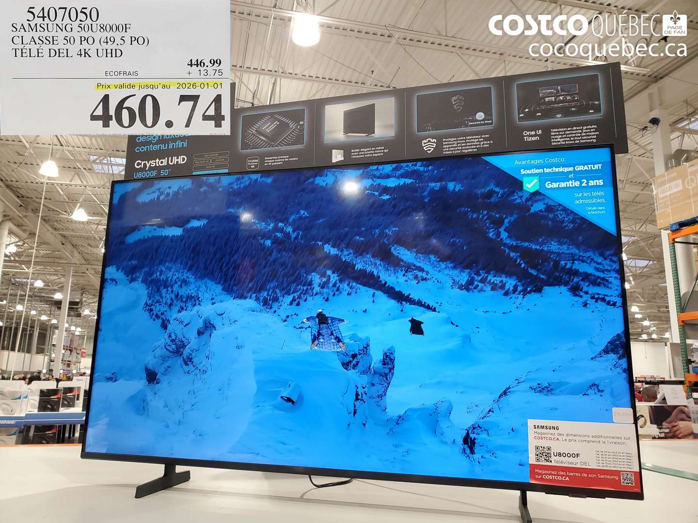 5407050 SAMSUNG 50U8000F CLASSE 50 PO (49,5 PO) TÉLÉ DEL 4K UHD (EXPIRES ON 2026-01-01) $460.74