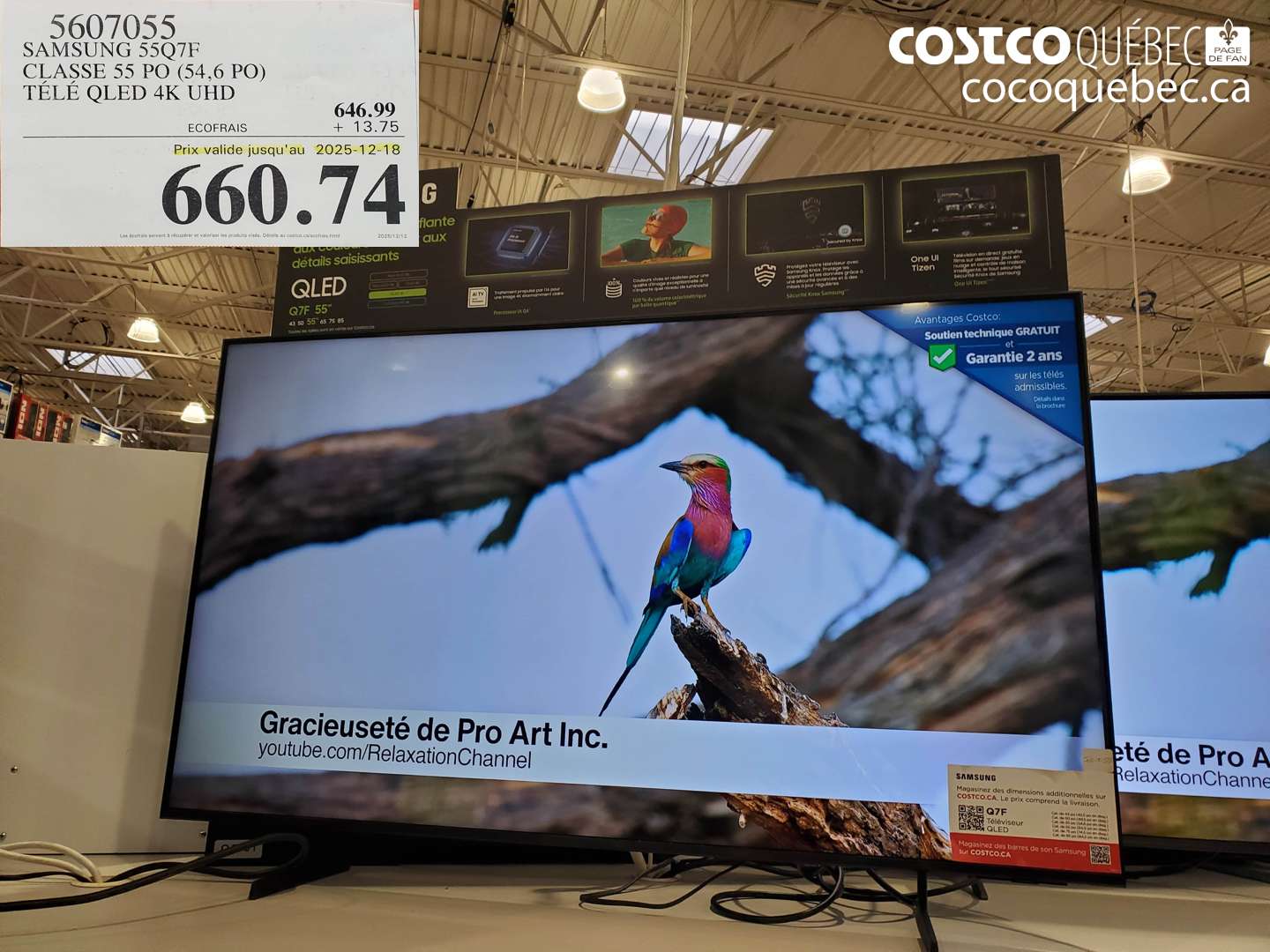 5607055 SAMSUNG 55Q7F CLASSE 55 PO (54,6 PO) TÉLÉ QLED 4K UHD (EXPIRES ON 2025-12-18) $660.74