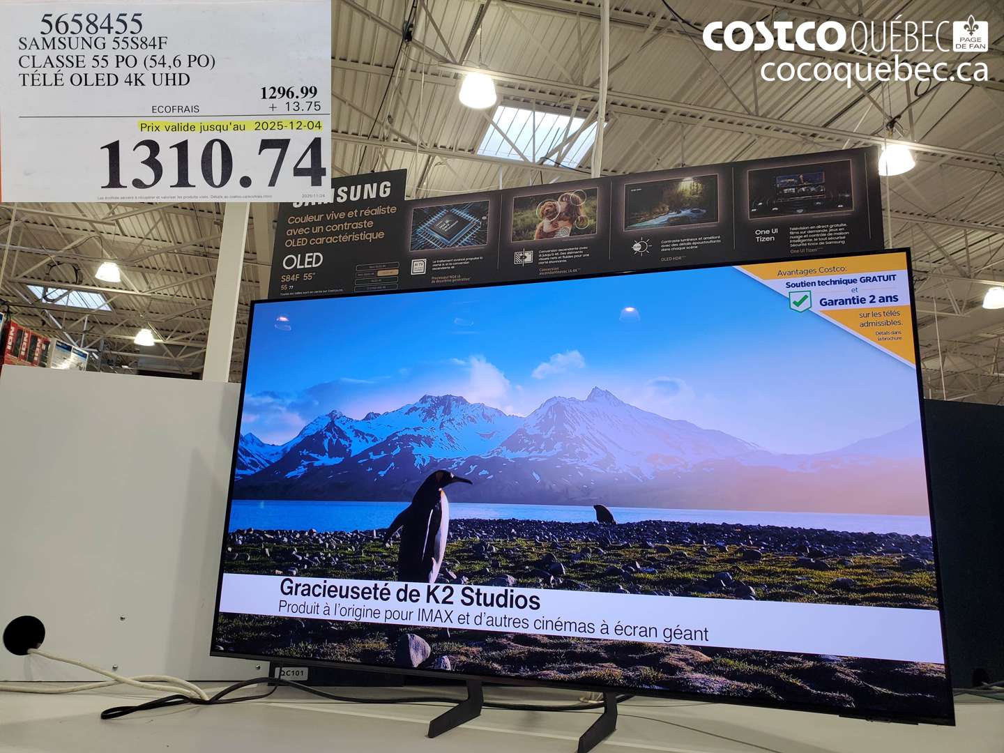 5658455 SAMSUNG 55S84F CLASSE 55 PO (54,6 PO) TELE OLED 4K UHD ($400.00 INSTANT SAVINGS EXPIRES ON 2025-12-04) $1310.74