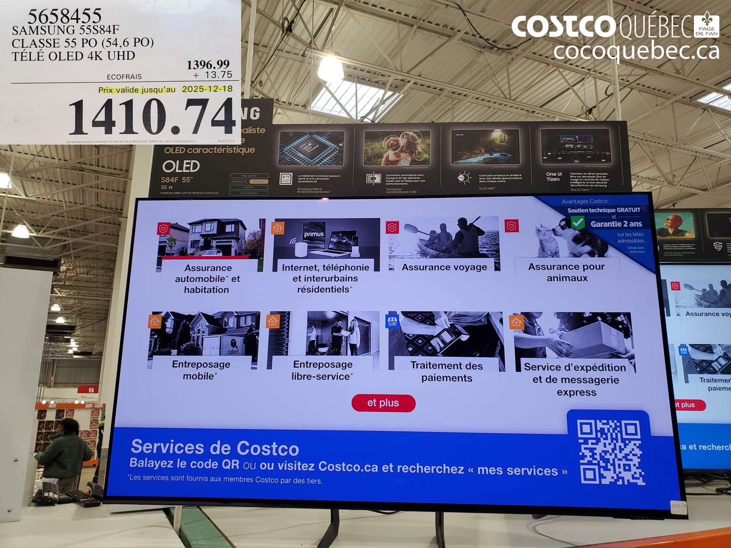 5658455 SAMSUNG 55S84F CLASSE 55 PO (54,6 PO) TELE OLED 4K UHD (EXPIRES ON 2025-12-18) $1410.74