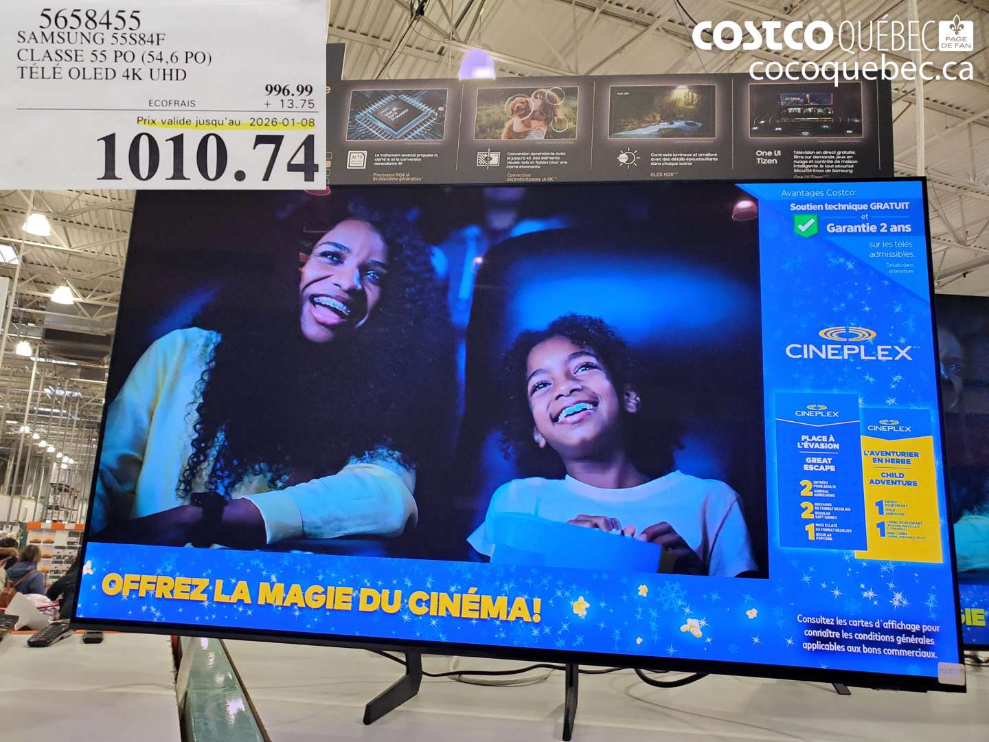 5658455 SAMSUNG 55S84F CLASSE 55 PO (54,6 PO) TÉLÉ OLED 4K UHD (EXPIRES ON 2026-01-08) $1010.74