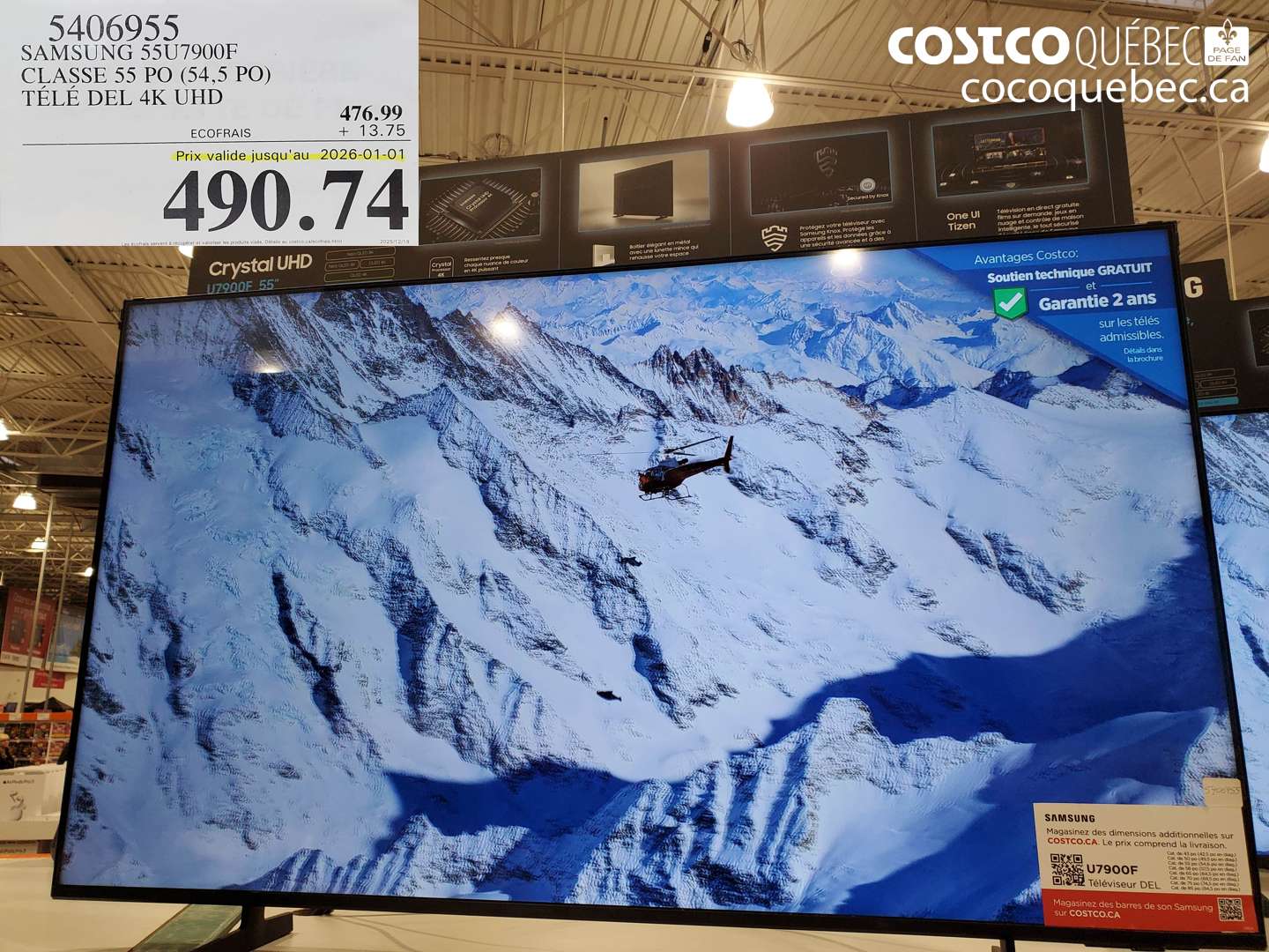 5406955 SAMSUNG 55U7900F CLASSE 55 PO (54,5 PO) TÉLÉ DEL 4K UHD (EXPIRES ON 2026-01-01) $490.74