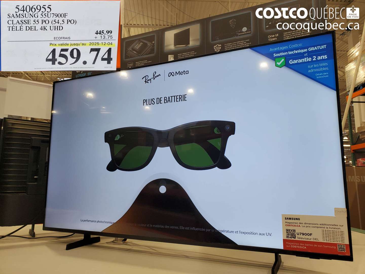 5406955 SAMSUNG 55U7900F CLASSE 55 PO (54,5 PO) TELE LCD DEL 4K UHD  (EXPIRES ON 2025-12-04) $459.74