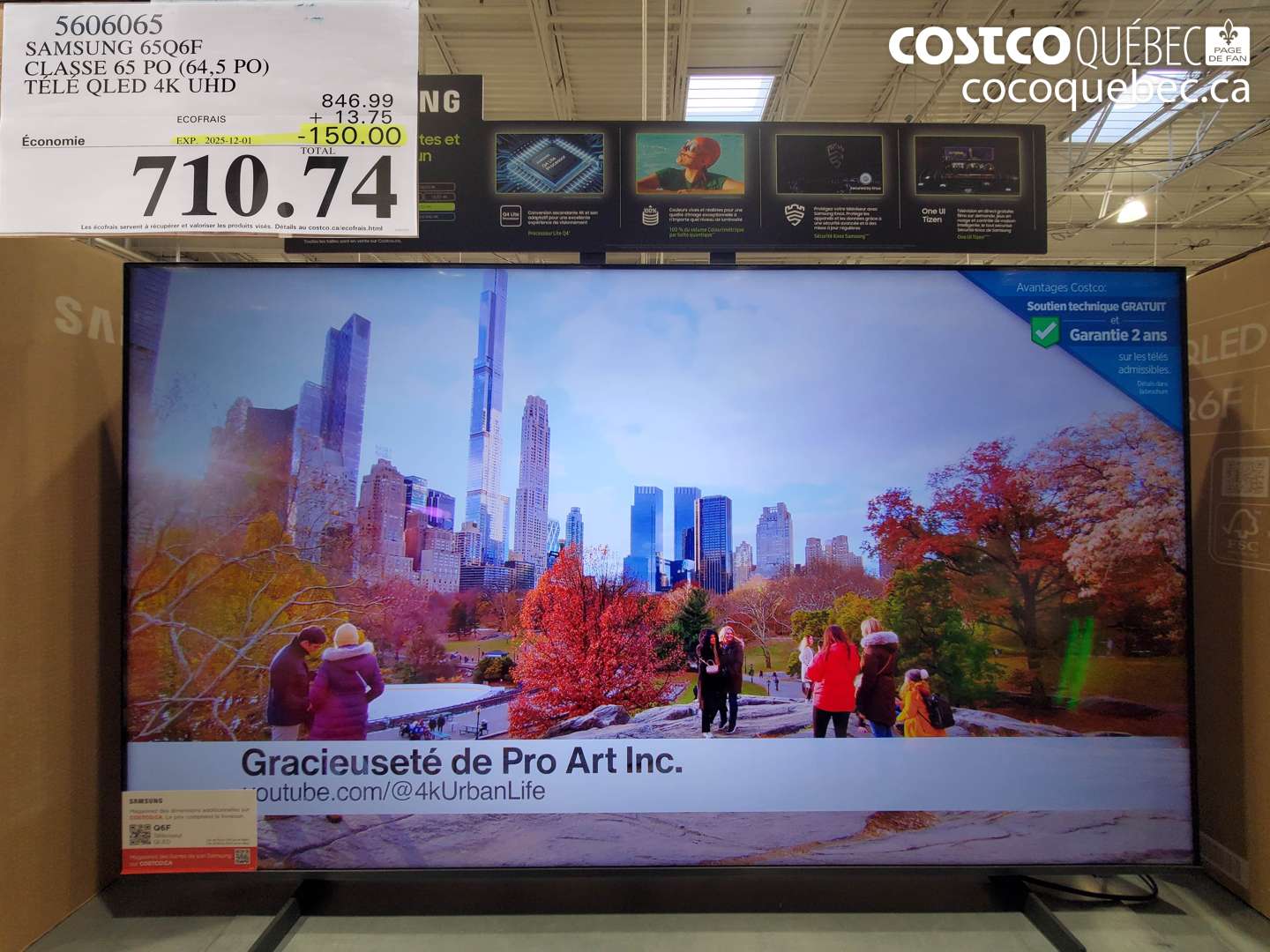 5606065 SAMSUNG 65Q06F CLASSE 65 PO (64,5 PO) TELE QLED 4K UHD  ($150.00 INSTANT SAVINGS EXPIRES ON 2025-12-01) $710.74