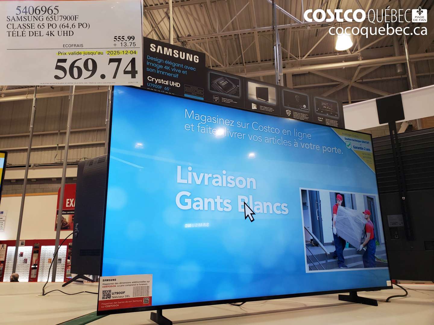 5406965 SAMSUNG 65U7900F CLASSE 65 PO (64,6 PO) TELE DEL 4K UHD (EXPIRES ON 2025-12-04) $569.74