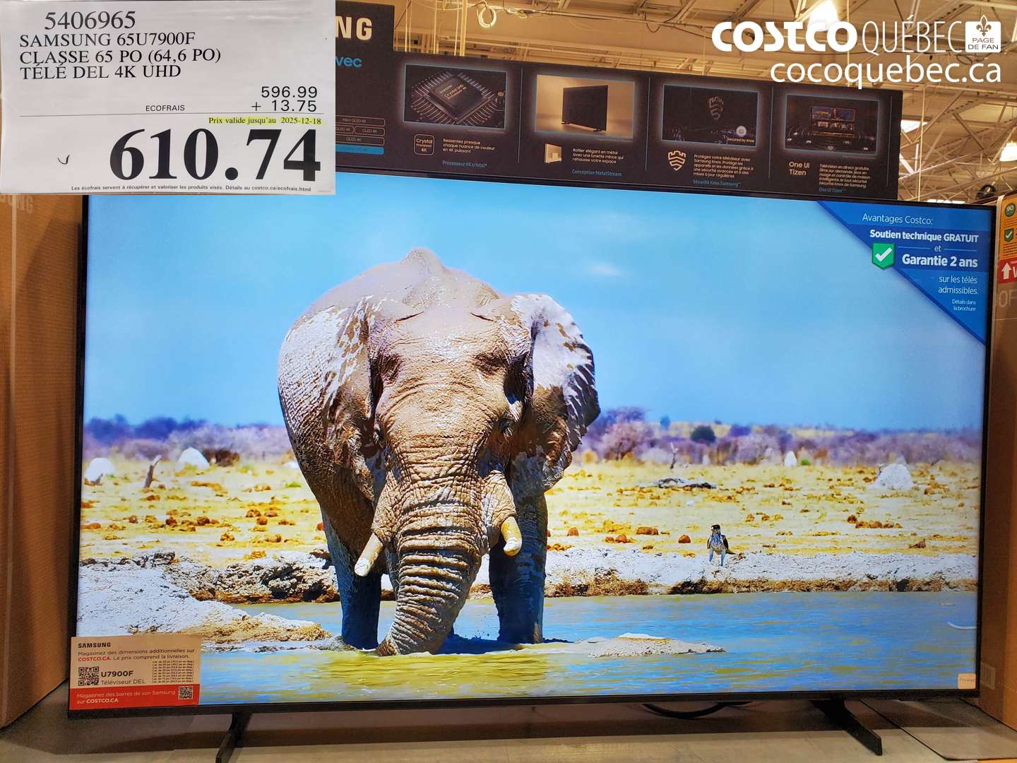 5406965 SAMSUNG 65U7900F CLASSE 65 PO (64,6 PO) TÉLÉ DEL 4K UHD (EXPIRES ON 2025-12-18) $610.74