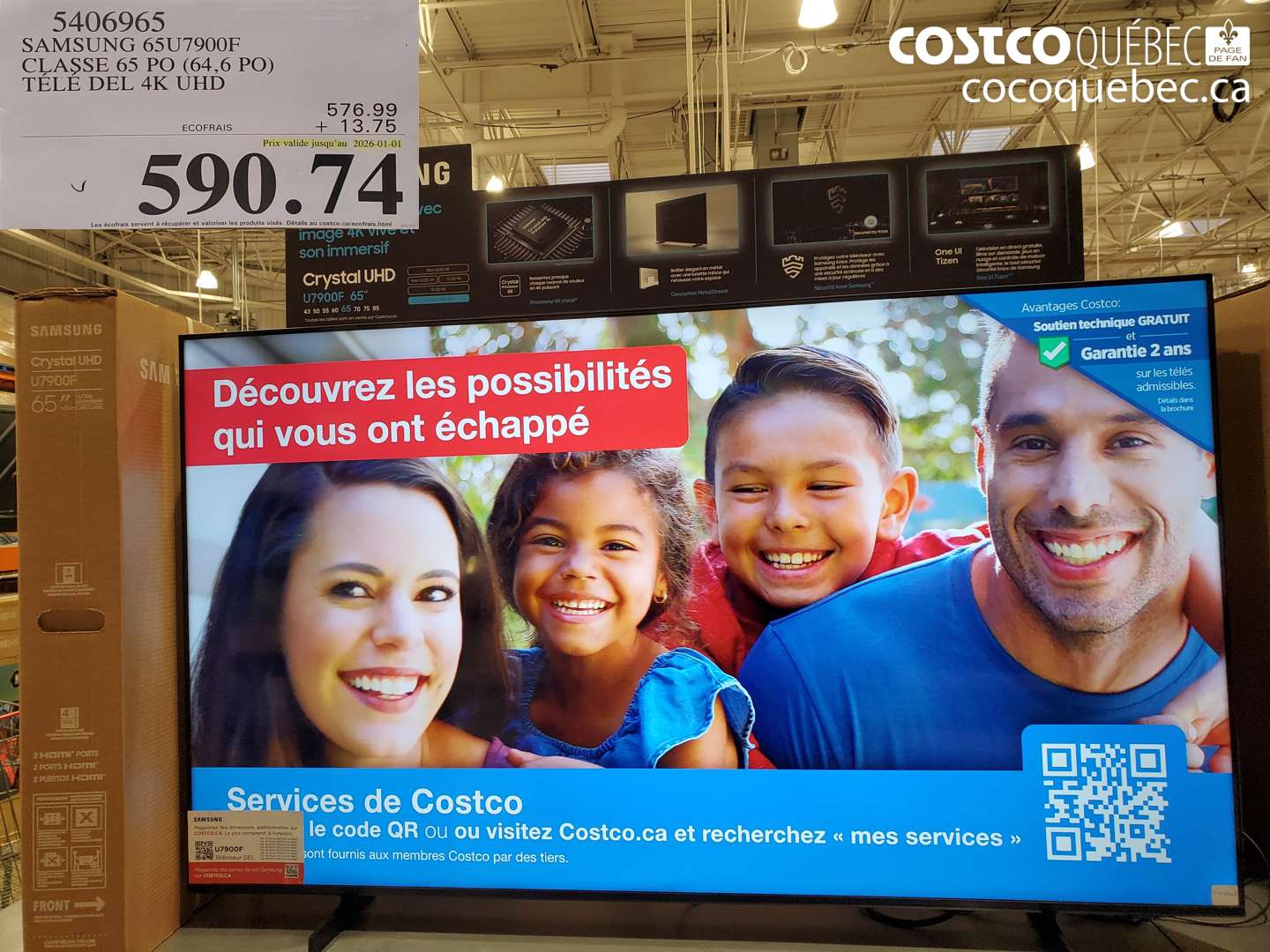 5406965 SAMSUNG 65U7900F CLASSE 65 PO (64,6 PO) TÉLÉ DEL 4K UHD (EXPIRES ON 2026-01-01) $590.74