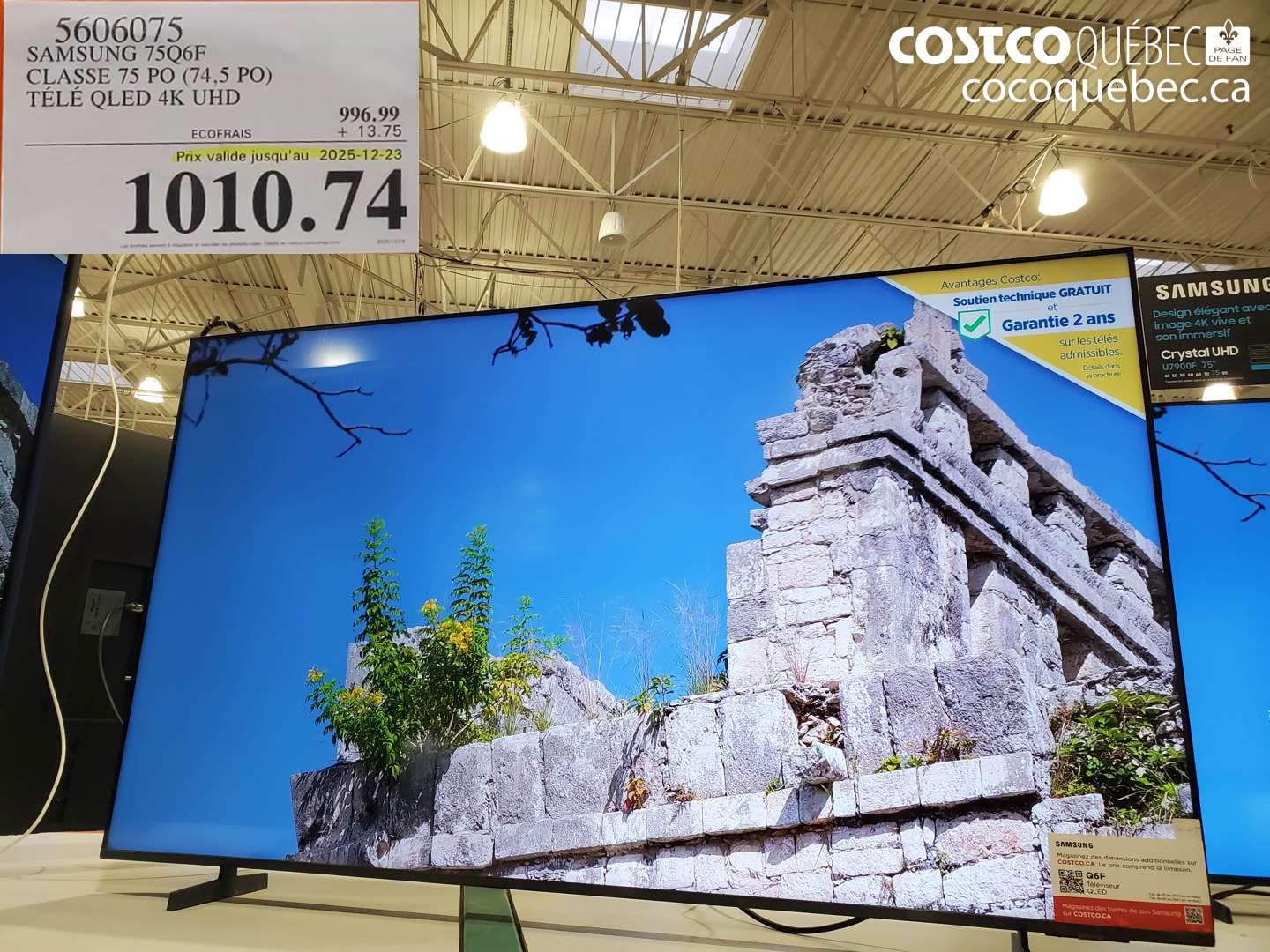 5606075 SAMSUNG 75Q60F CLASSE 75 PO (74,5 PO) TÉLÉ QLED 4K UHD (EXPIRES ON 2025-12-23) $1010.74