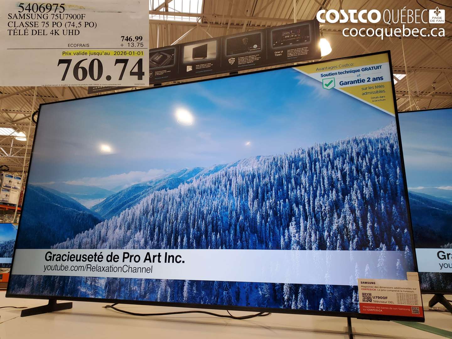 5406975 SAMSUNG 75U7900F CLASSE 75 PO (74,5 PO) TÉLÉ DEL 4K UHD (EXPIRES ON 2026-01-01) $760.74