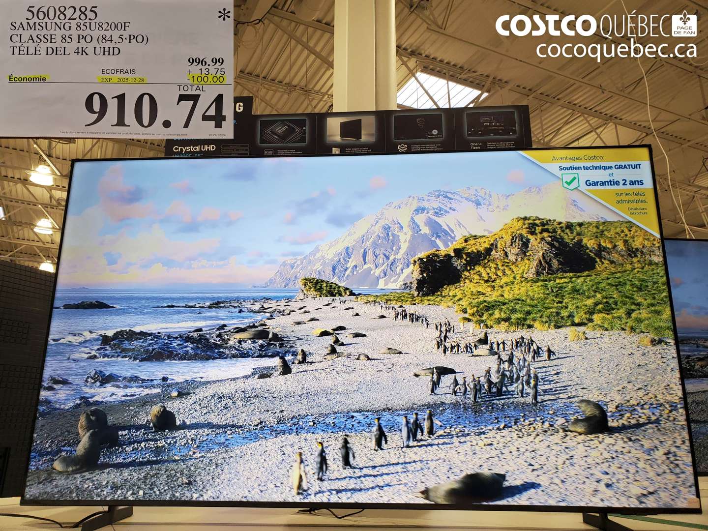 5608285 SAMSUNG 85U8200F CLASSE 85 PO (84,5 PO) TÉLÉ DEL 4K UHD ($100.00 INSTANT SAVINGS EXPIRES ON 2025-12-28) $910.74