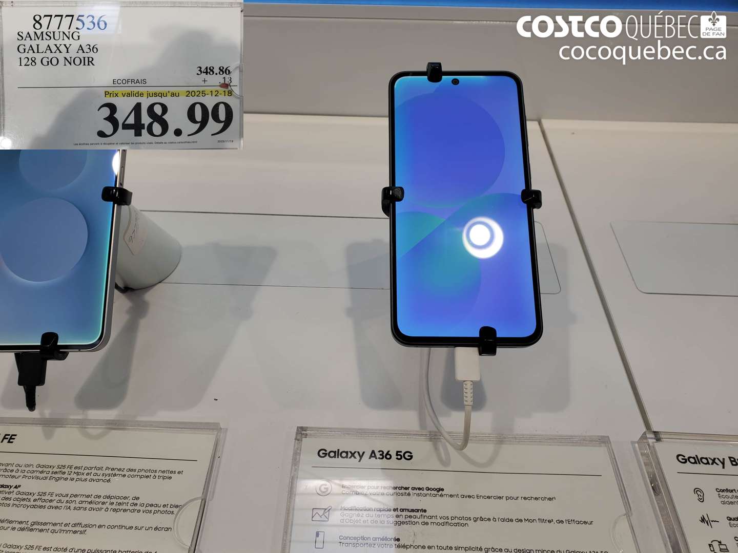 8777536 SAMSUNG GALAXY A36 128 GO NOIR (EXPIRES ON 2025-12-18) $348.99