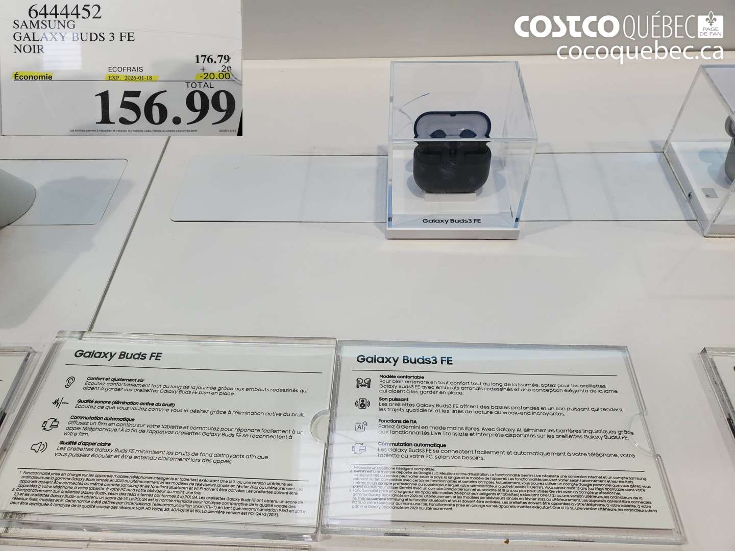 6444452 SAMSUNG GALAXY BUDS 3 FE NOIR ($20.00 INSTANT SAVINGS EXPIRES ON 2026-01-18) $156.99