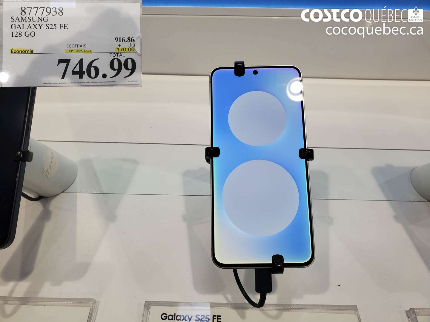 8777938 SAMSUNG GALAXY S25 FE 128 GO ($170.00 INSTANT SAVINGS EXPIRES ON 2025-12-21) $746.99