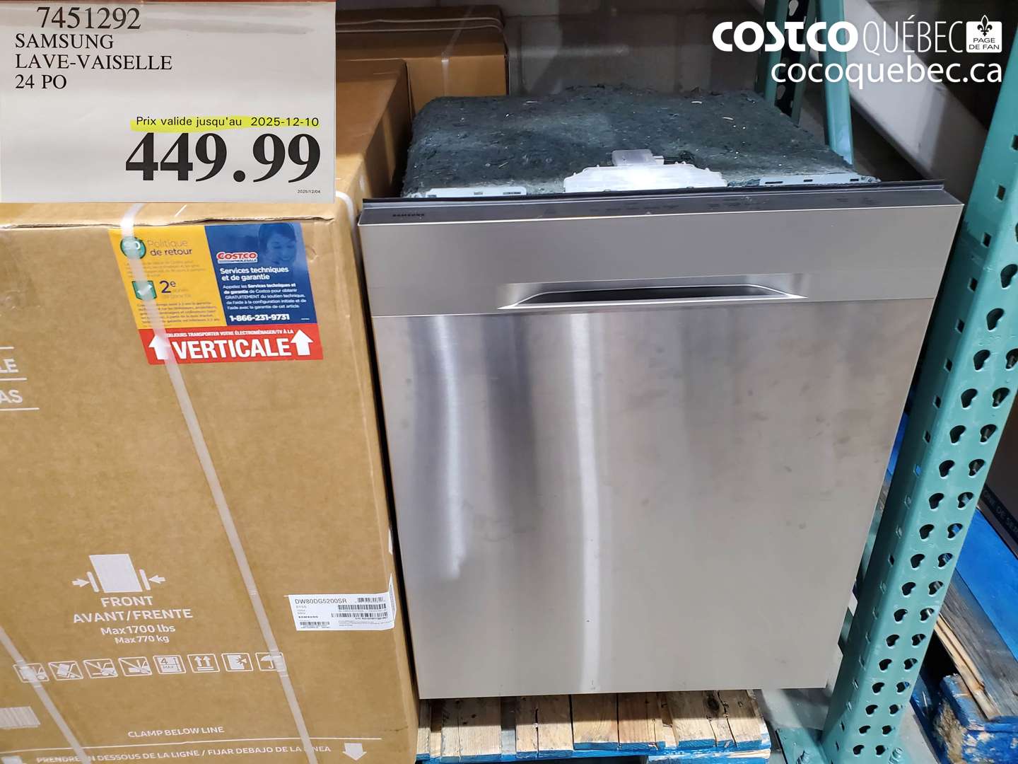 7451292 SAMSUNG LAVE-VAISELLE 24 PO (EXPIRES ON 2025-12-10) $449.99