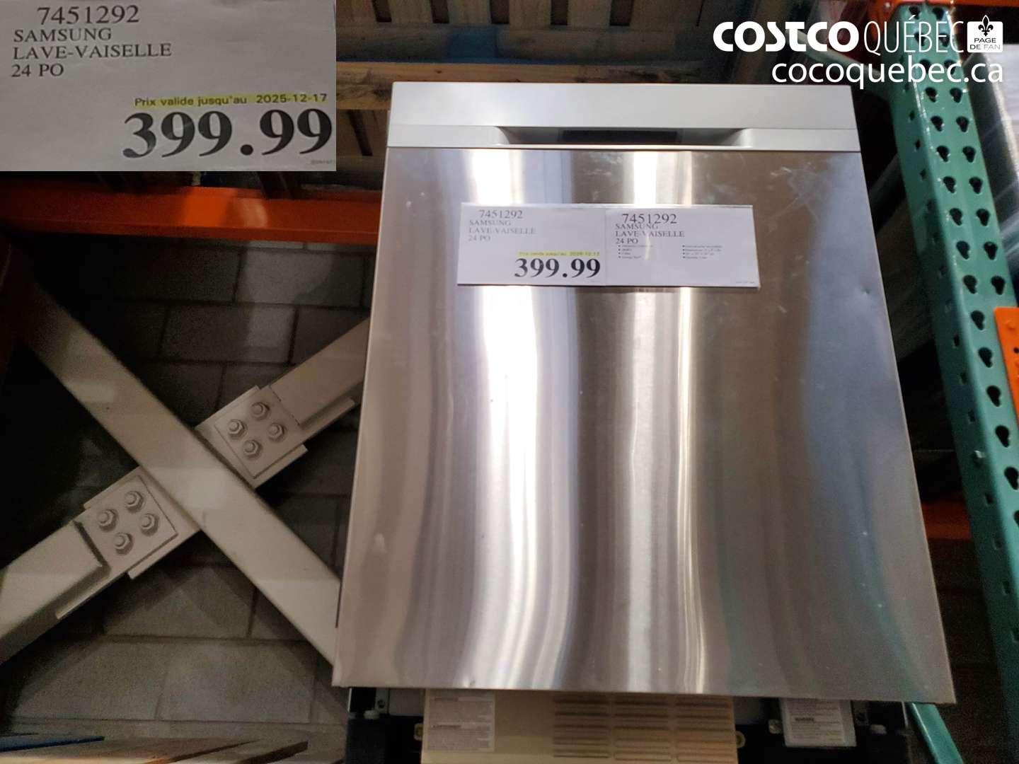 7451292 SAMSUNG LAVE-VAISSELLE 24 PO (EXPIRES ON 2025-12-17) $399.99