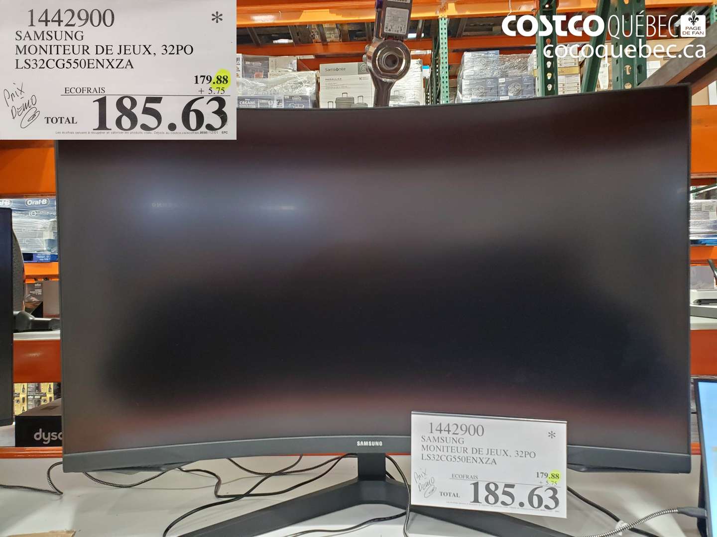 1442900 SAMSUNG MONITEUR DE JEUX, 32PO LS32CGS5S50ENXZA $185.63