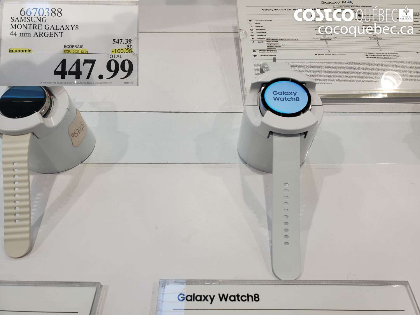 6670388 SAMSUNG MONTRE GALAXY8 44 mm ARGENT ($100.00 INSTANT SAVINGS EXPIRES ON 2025-12-04) $447.99