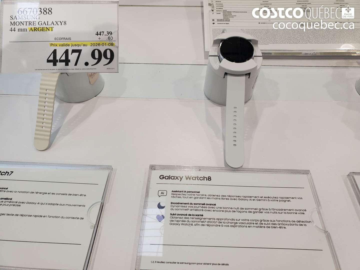 6670388 SAMSUNG MONTRE GALAXY8 44 mm ARGENT (EXPIRES ON 2026-01-08) $447.99