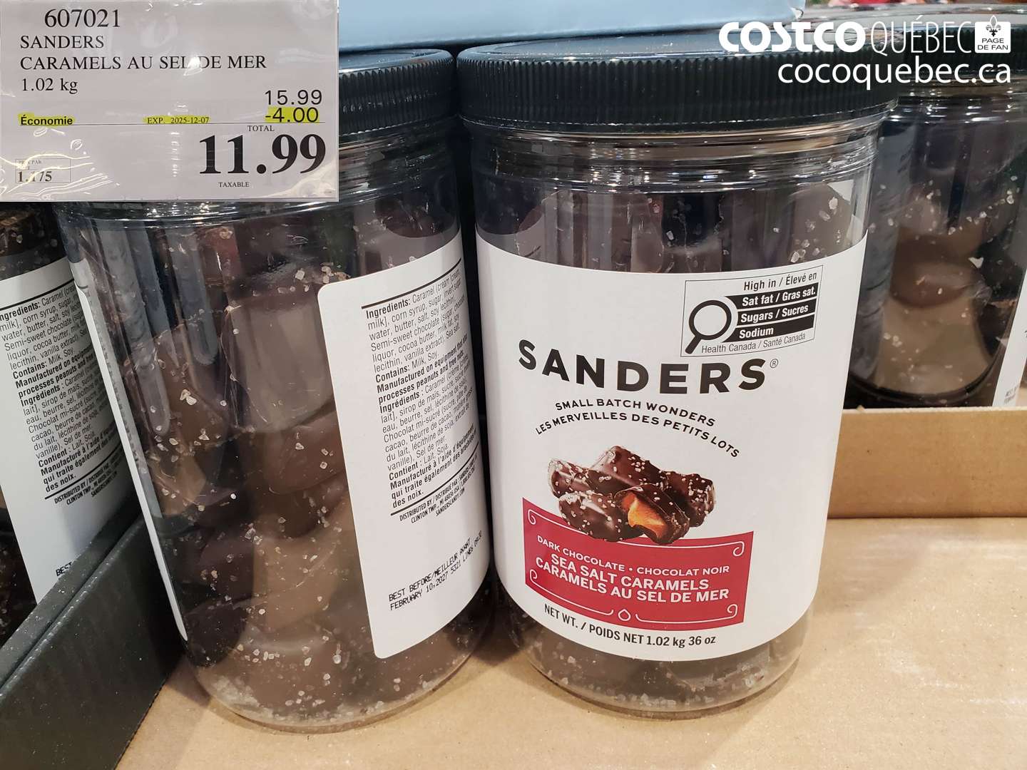 607021 SANDERS CARAMELS AU SEL DE MER 1.02 kg ($4.00 INSTANT SAVINGS EXPIRES ON 2025-12-07) $11.99