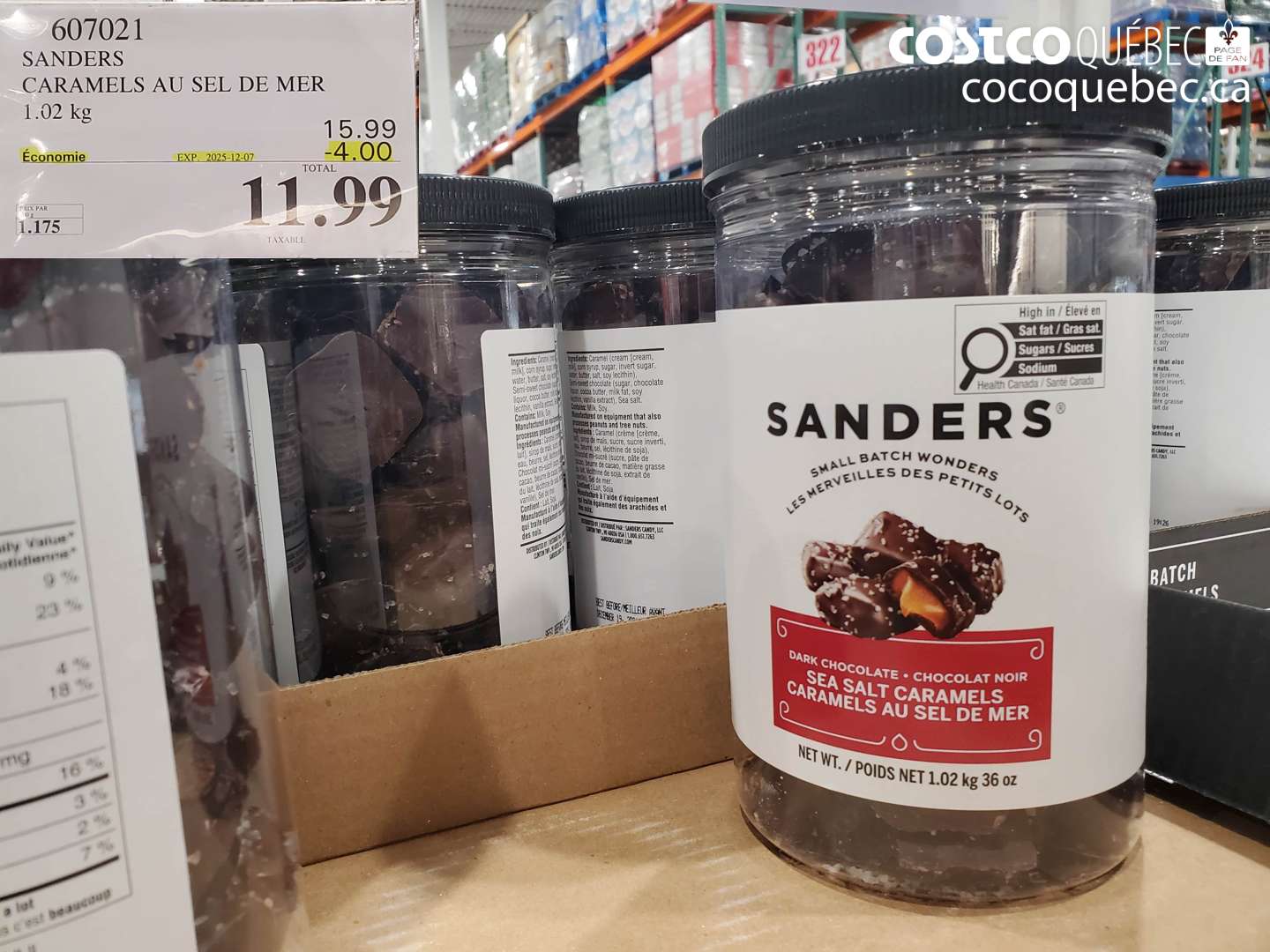 607021 SANDERS CARAMELS SEL DE MER 1.02 kg ($4.00 INSTANT SAVINGS EXPIRES ON 2024-12-07) $11.99