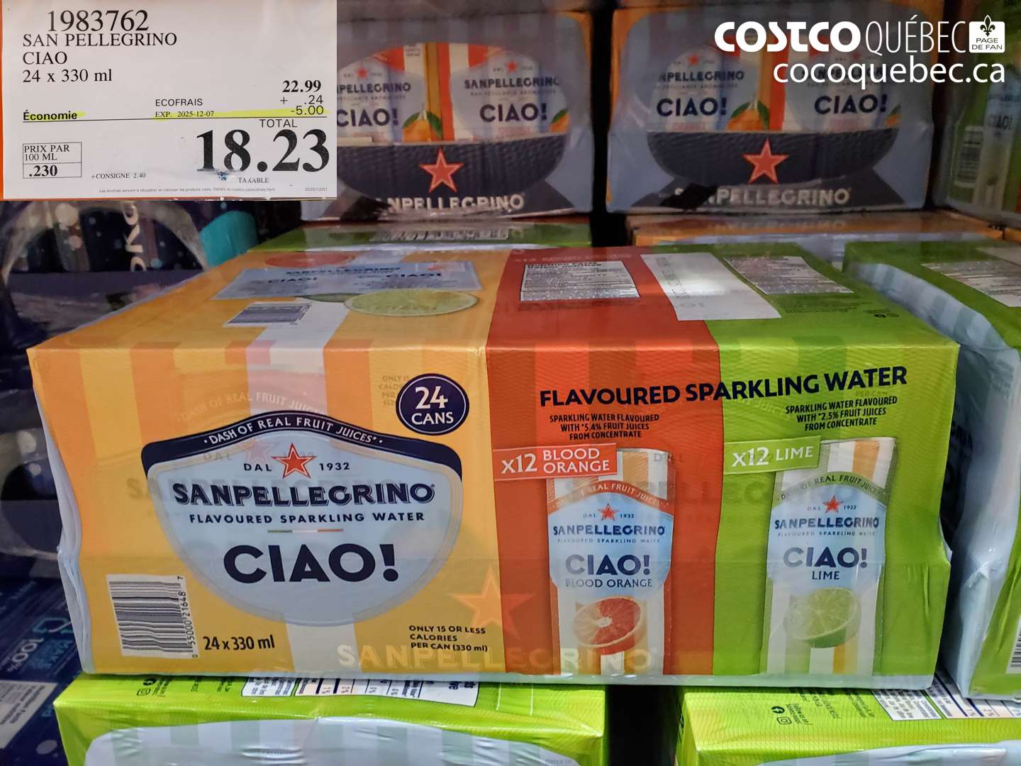 1983762 SAN PELLEGRINO CIAO 24 X 330 ML ($5.00 INSTANT SAVINGS EXPIRES ON 2025-12-07) $18.23