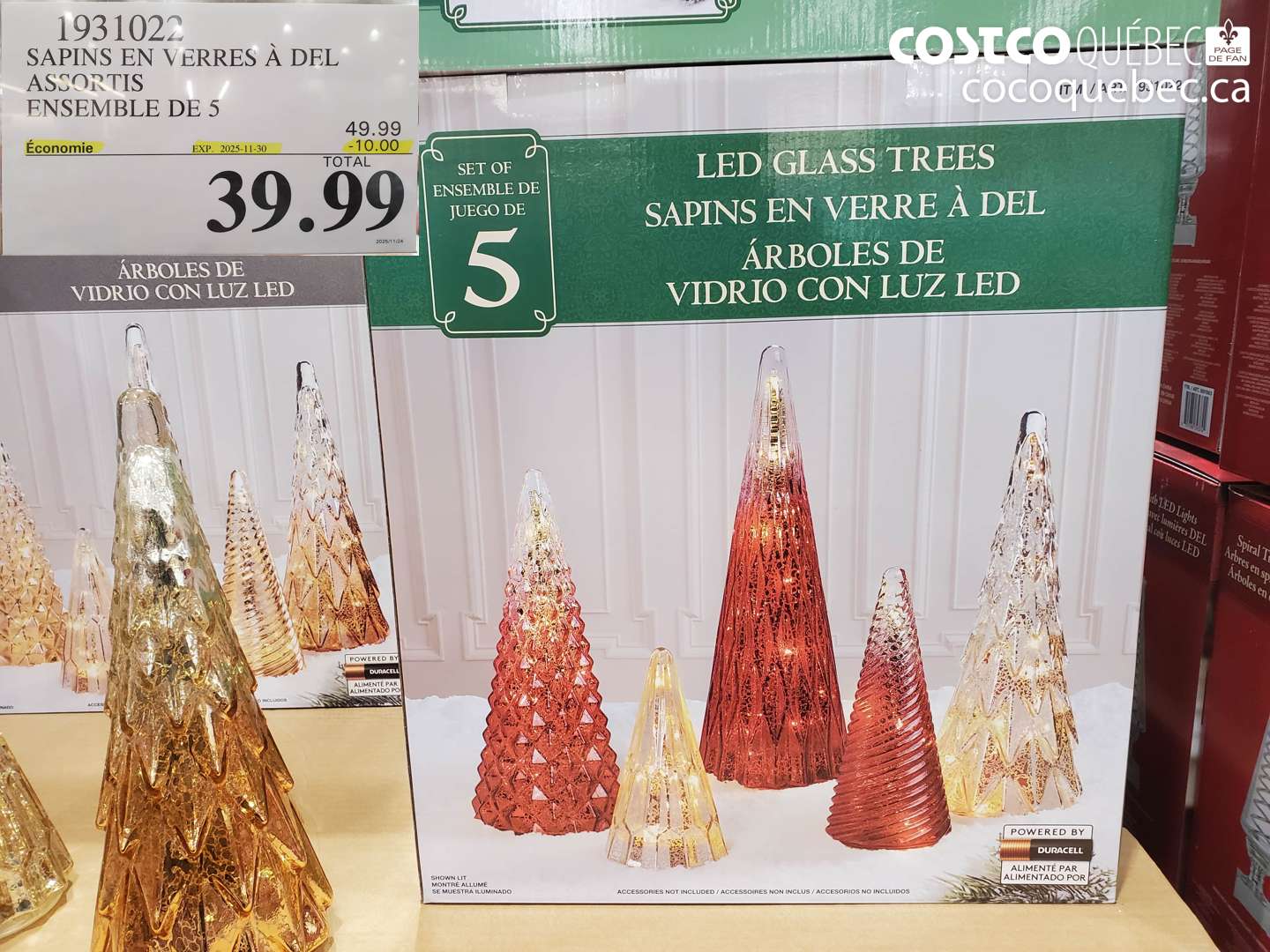 1931022 SAPINS EN VERRES A DEL ASSORTIS ENSEMBLE DE 5 ($10.00 INSTANT SAVINGS EXPIRES ON 2025-11-30) $39.99