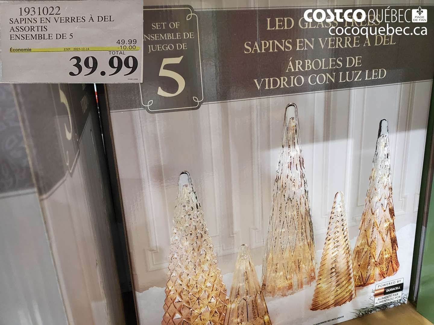 1931022 SAPINS EN VERRES À DEL ASSORTIS ENSEMBLE DE 5 (EXPIRES ON 2025-12-14) $39.99