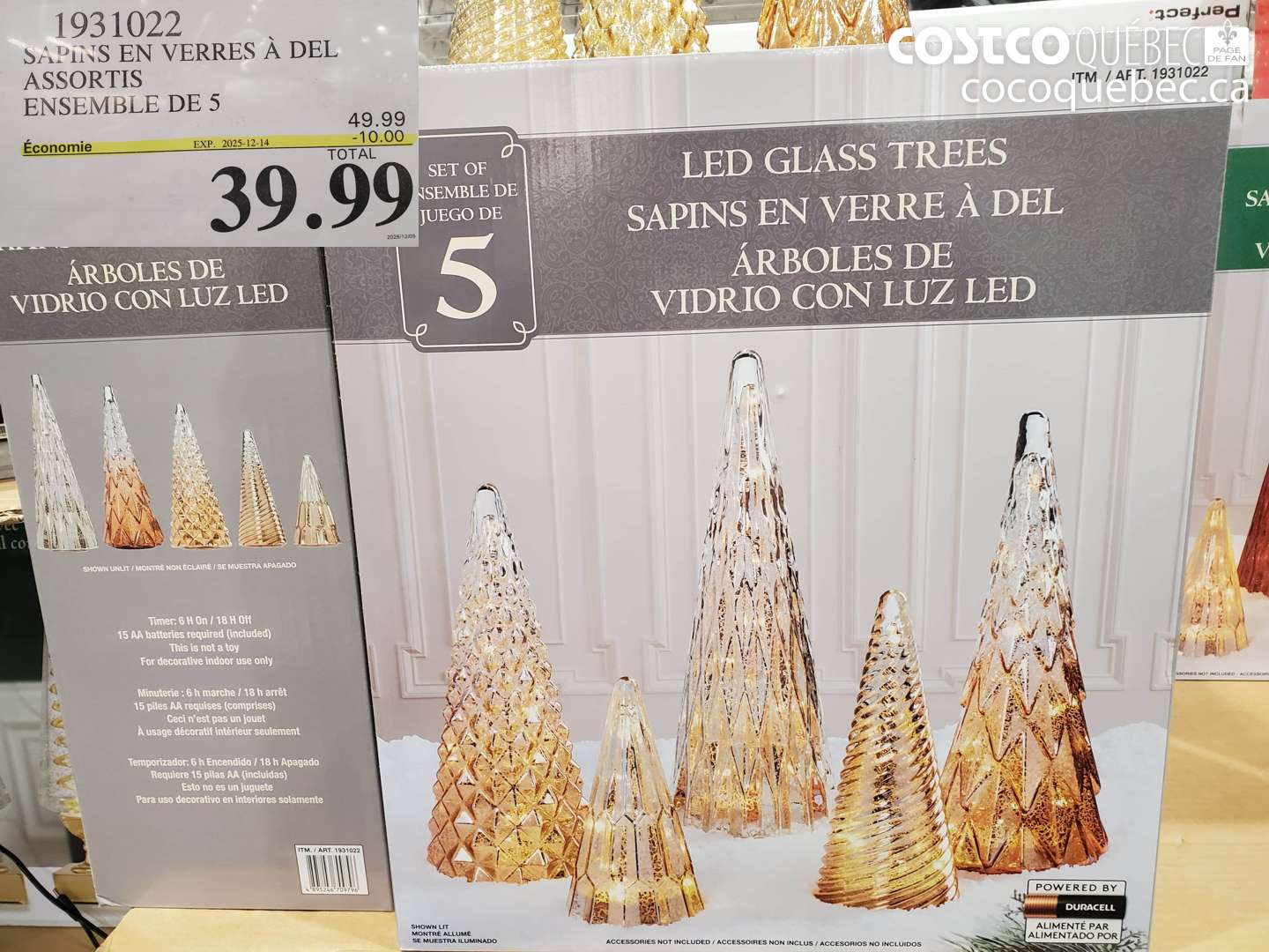 1931022 SAPINS EN VERRES À DEL ASSORTIS ENSEMBLE DE 5 ($10.00 INSTANT SAVINGS EXPIRES ON 2025-12-14) $39.99