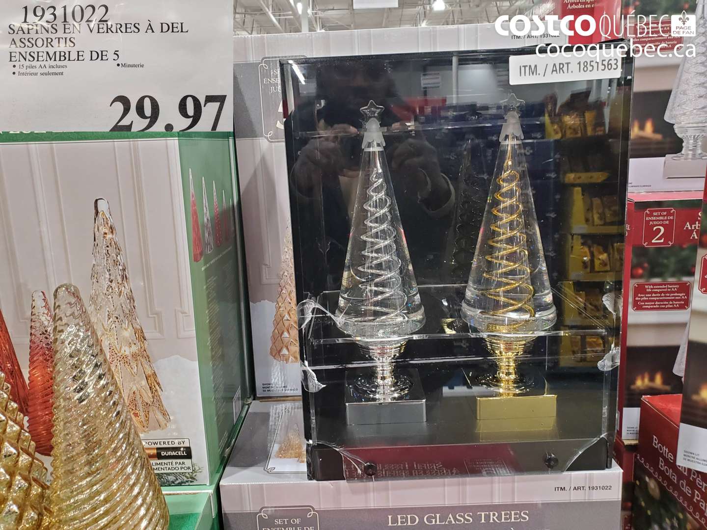 1931022 SAPINS EN VERRES À DEL ASSORTIS ENSEMBLE DE 5 $29.97