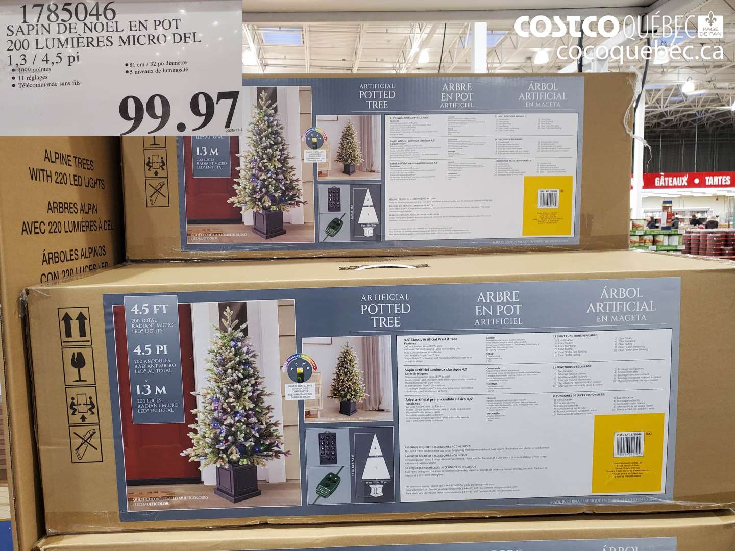1785046 SAPIN DE NOEL EN POT 200 LUMIÈRES MICRO DEL $99.97