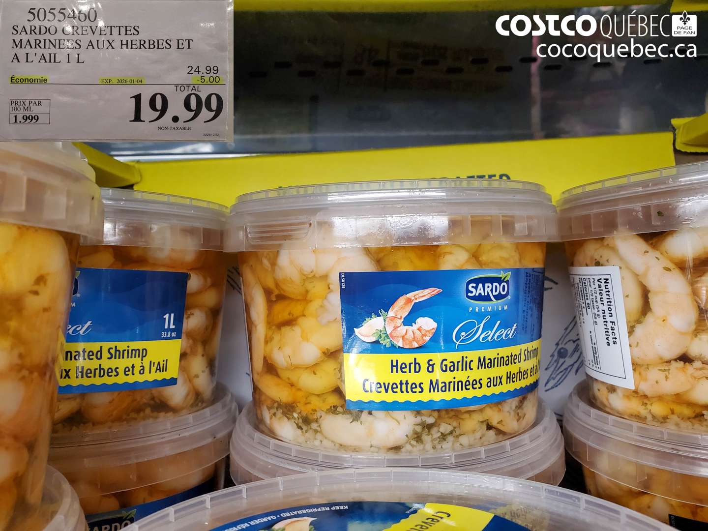5055460 SARDO CREVETTES MARINEES AUX HERBES ET A L'AIL 1 L ($5.00 INSTANT SAVINGS EXPIRES ON 2026-01-04) $19.99