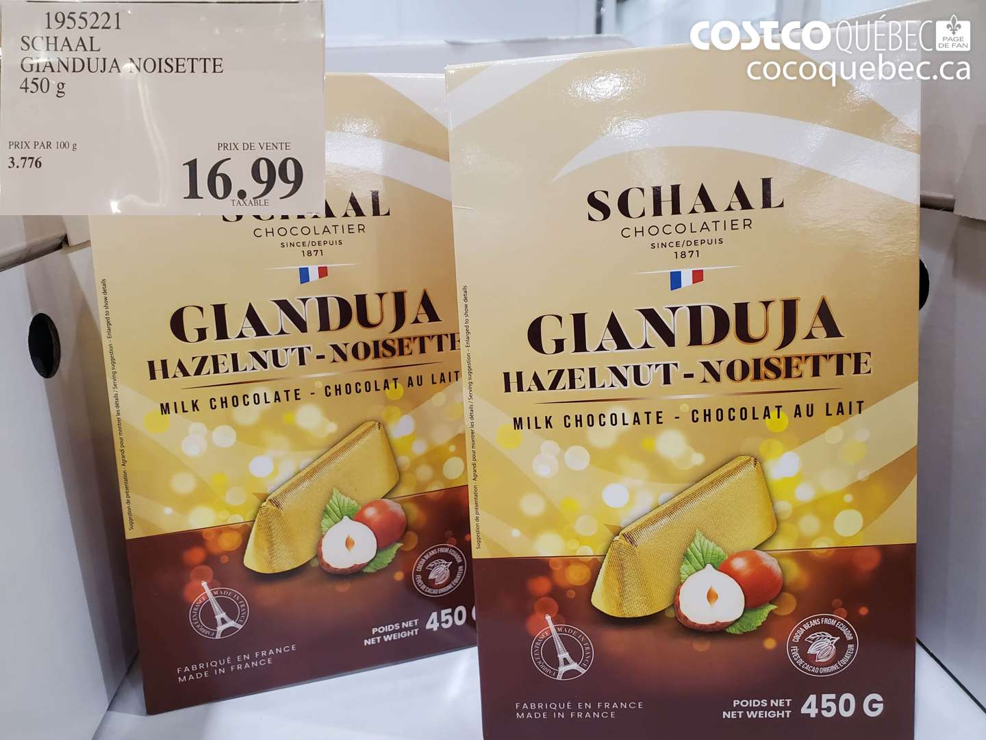 1955221 SCHAAL GIANDUJA NOISETTE 450 g $16.99