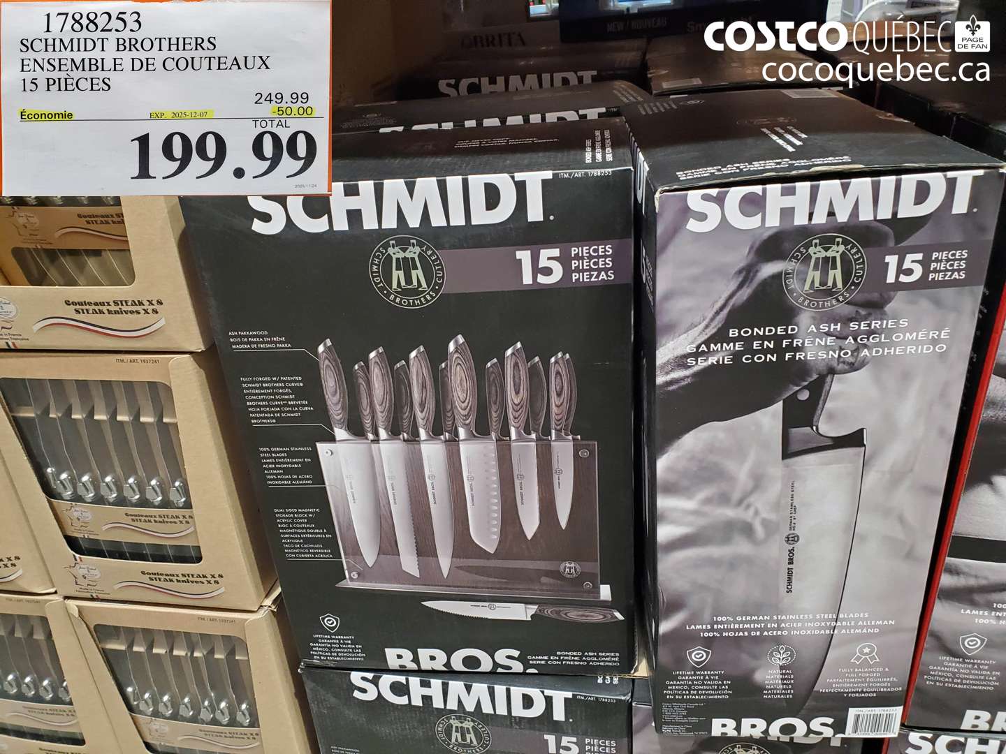 1788253 SCHMIDT BROTHERS ENSEMBLE DE COUTEAUX 15 PIECES ($50.00 INSTANT SAVINGS EXPIRES ON 2025-12-07) $199.99