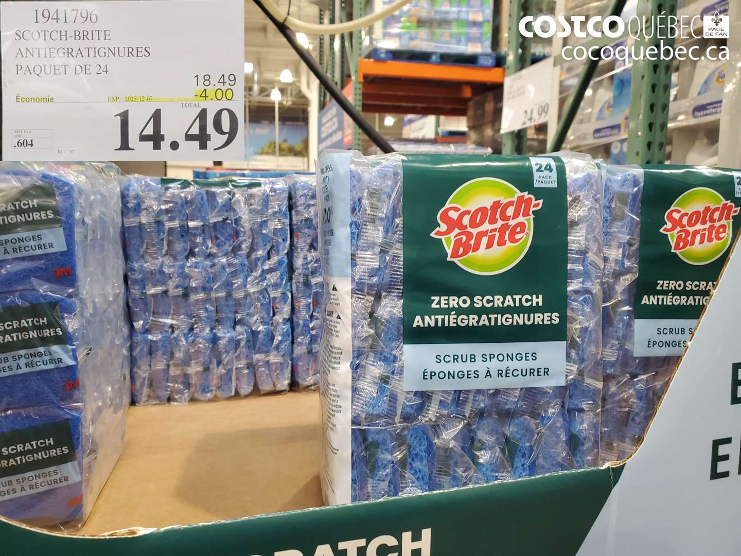 1941796 SCOTCH-BRITE ANTIEGRATIGNURES PAQUET DE 24 ($4.00 INSTANT SAVINGS EXPIRES ON 2025-12-07) $14.49